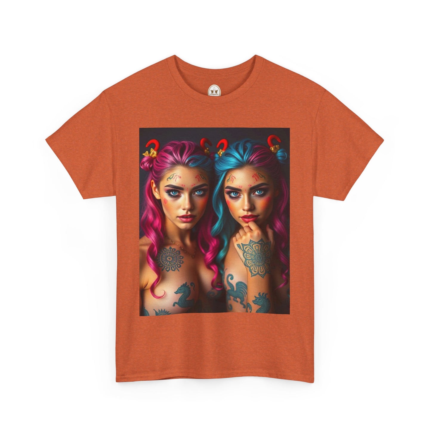 Unisex Heavy Cotton T-Shirt, Gemini, Zodiac v1, Sexy Art