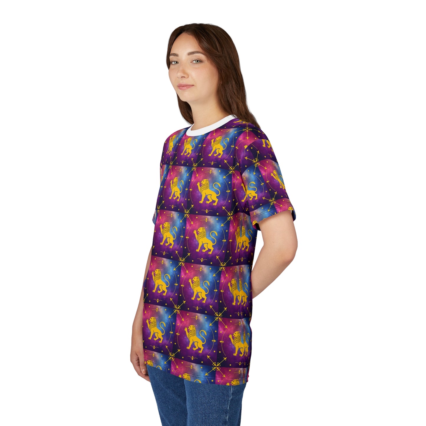 Unisex Cut & Sew T-Shirt, AOP, Leo, Zodiac v1, Pattern