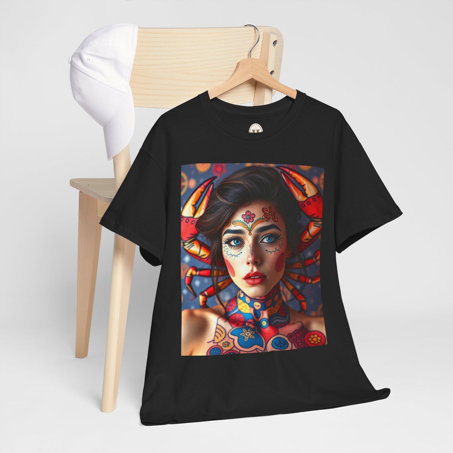 Unisex Heavy Cotton T-Shirt, Cancer, Zodiac v1, Sexy Art