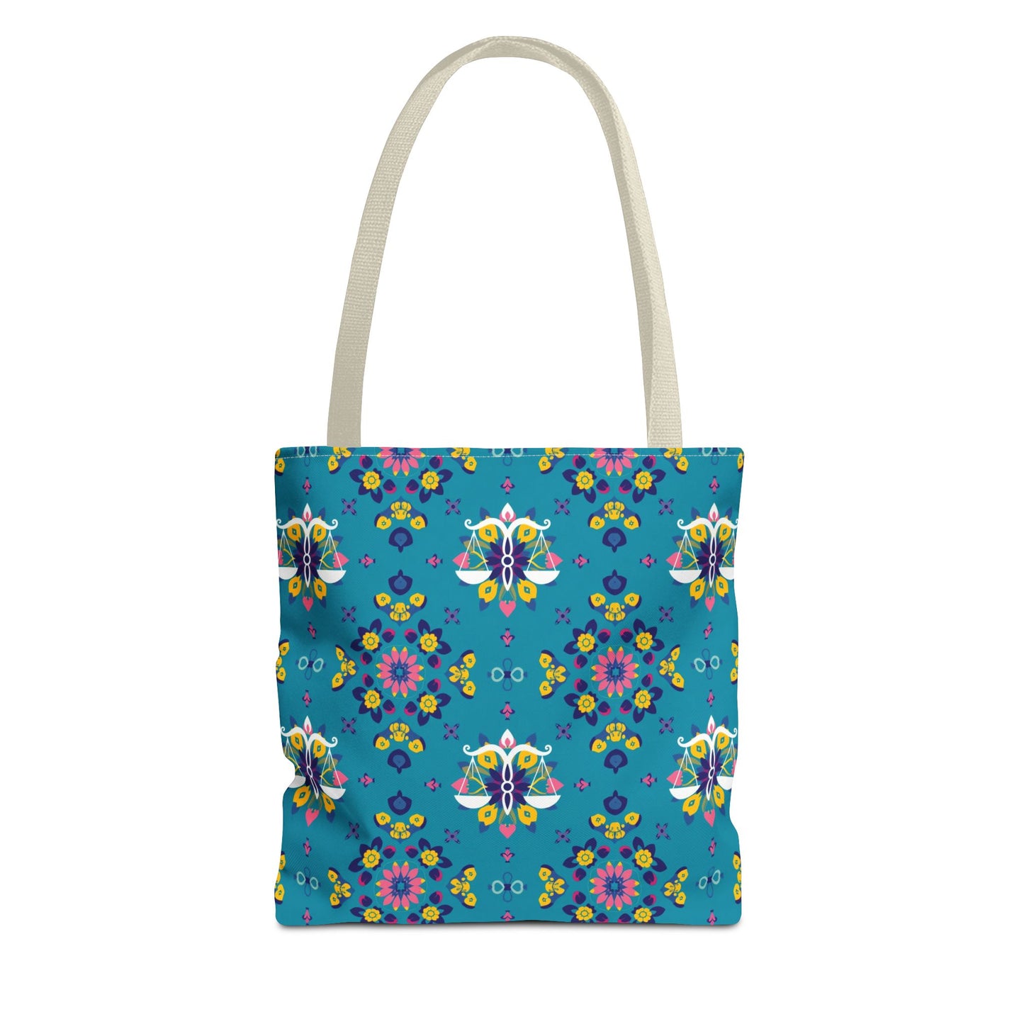 Tote Bag (AOP), Libra, Zodiac v1, Flower Pattern