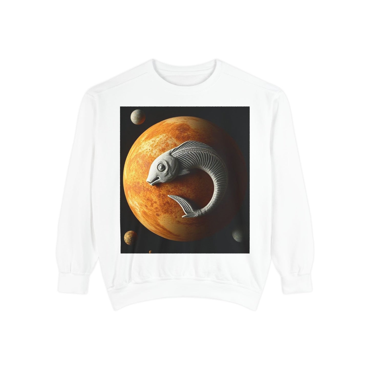 Garment-Dyed Sweatshirt, Unisex, Space Animal Design, Pisces