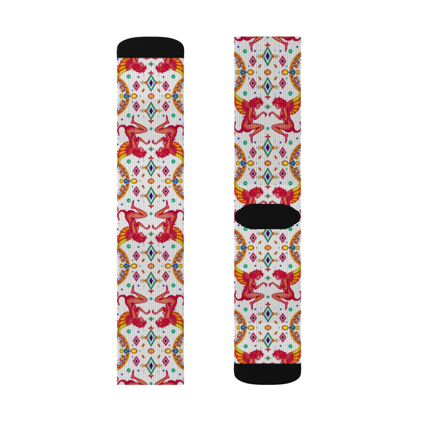 Sublimation Socks, Gemini, Zodiac, Jewel Pattern