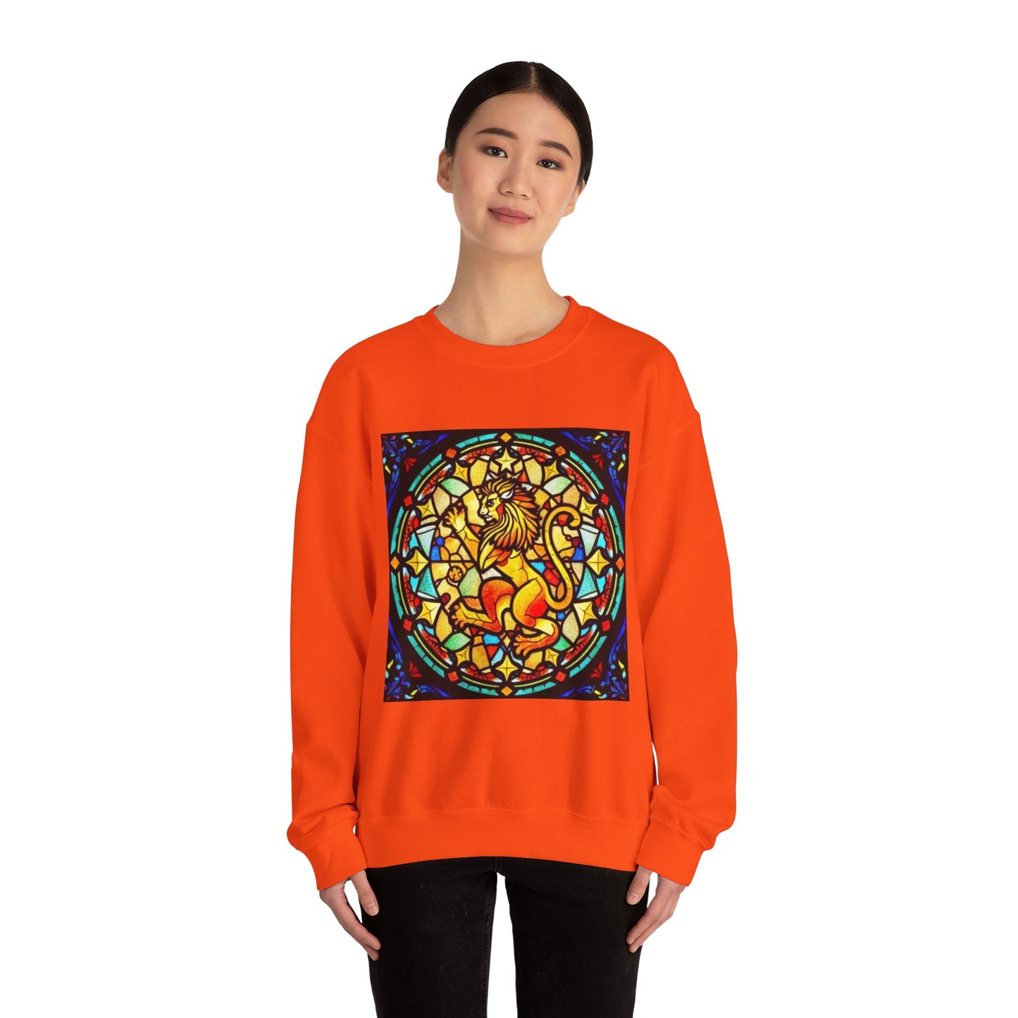 Unisex Heavy Blend™ Crewneck Sweatshirt, Glass 1, Leo Zodiac Design
