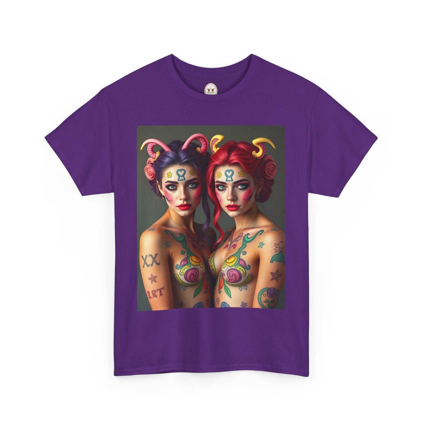 Unisex Heavy Cotton T-Shirt, Gemini, Zodiac v3, Sexy Art