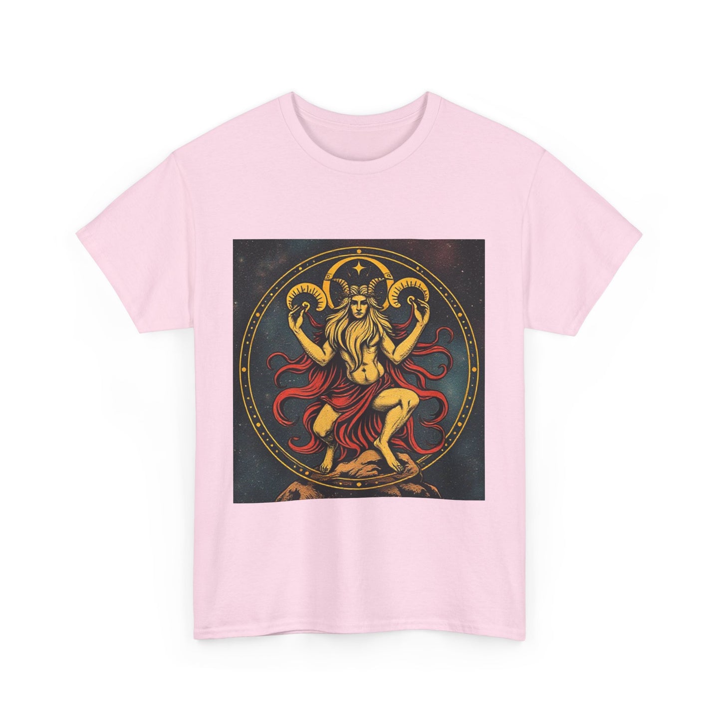 Unisex Heavy Cotton T-Shirt, Aries God 2v, Zodiac Design