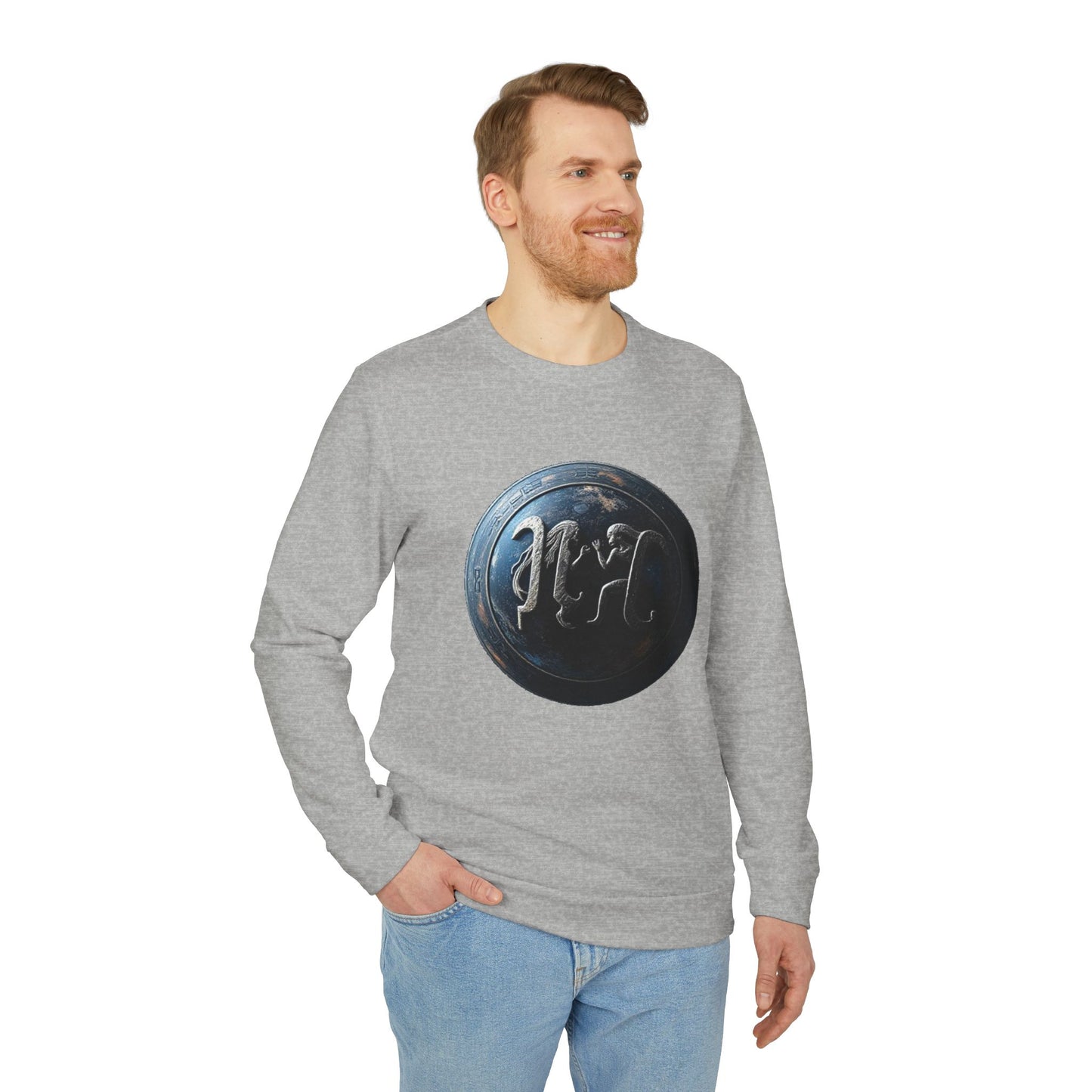 Adidas, Unisex Fleece Crewneck Sweatshirt, Gemini, Space Symbol, Zodiac