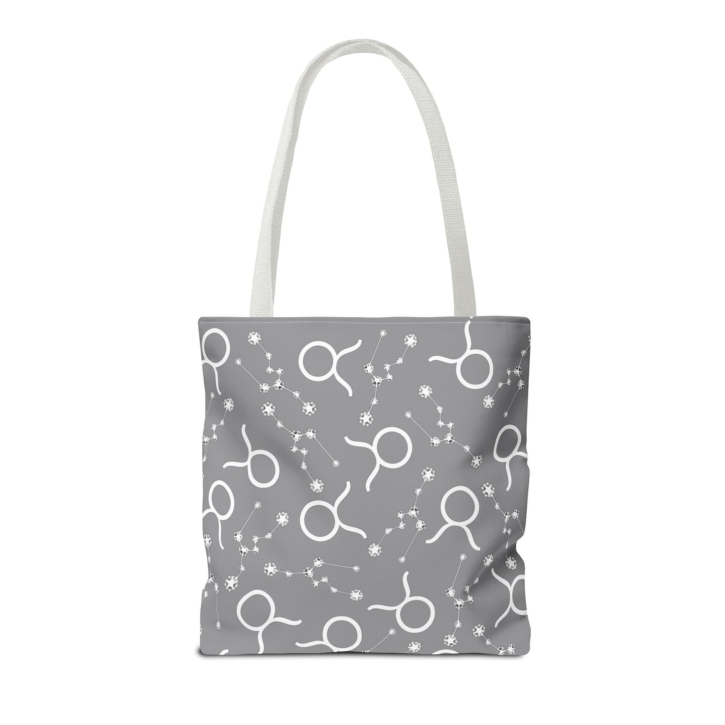 Tote Bag, Taurus Zodiac Sign, AOP, (Grey, White)
