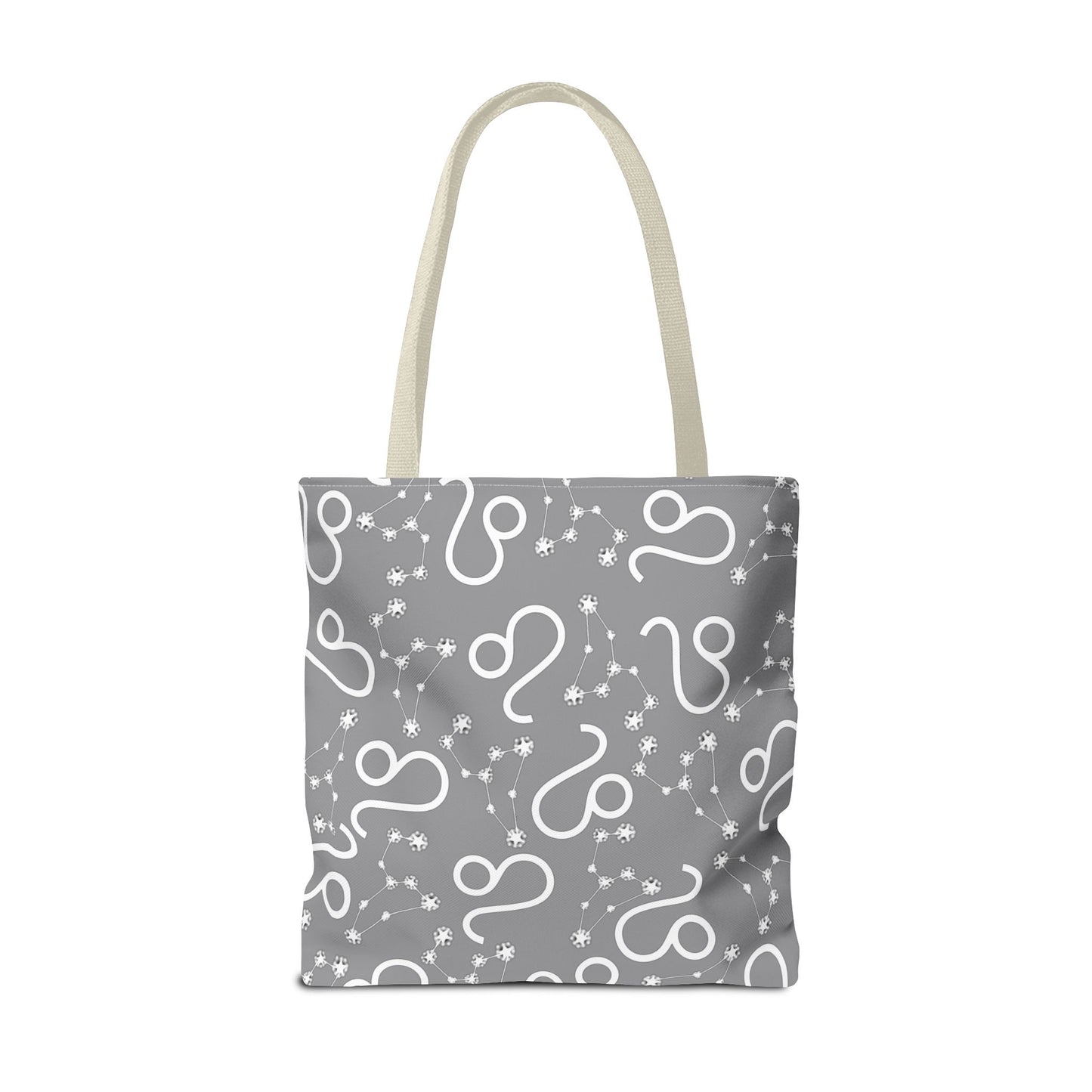 Tote Bag, Leo Zodiac Sign, AOP, (Grey, White)