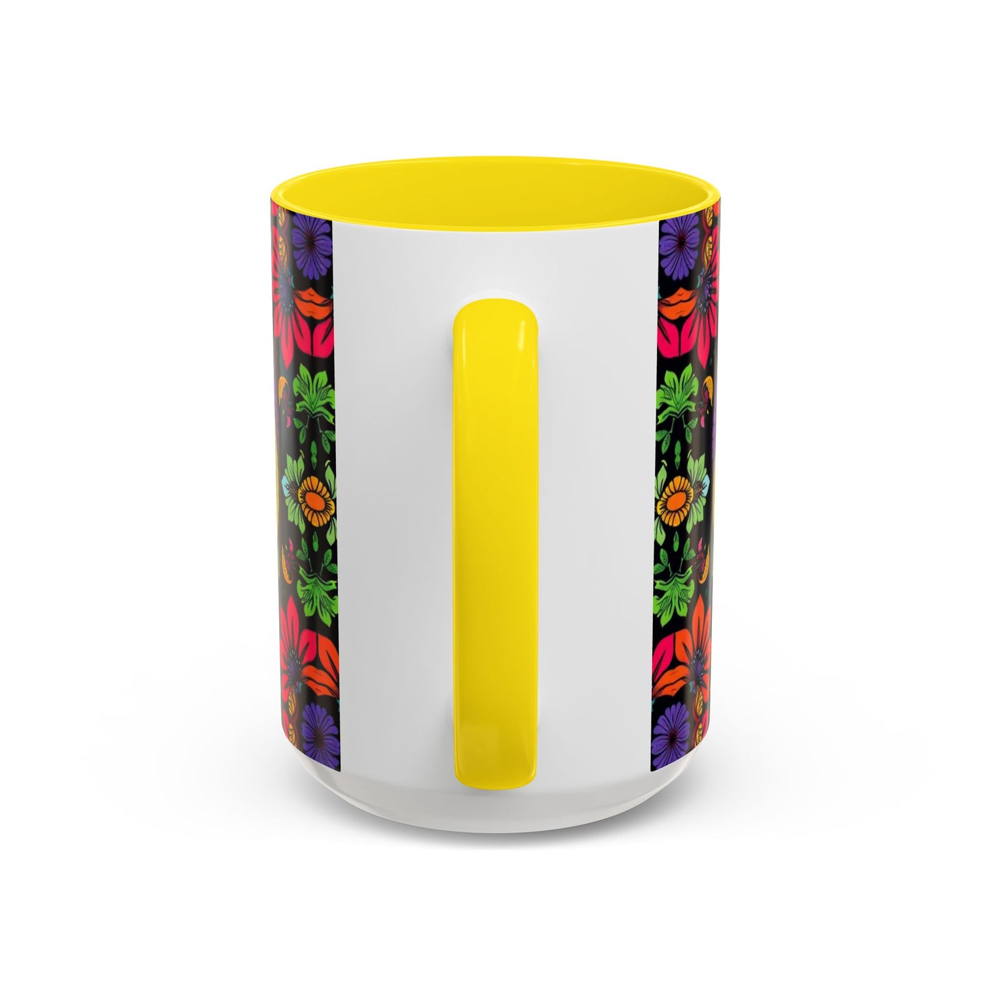 Accent Coffee Mug, Pisces, Zodiac v3, Flower Pattern, (11, 15oz)