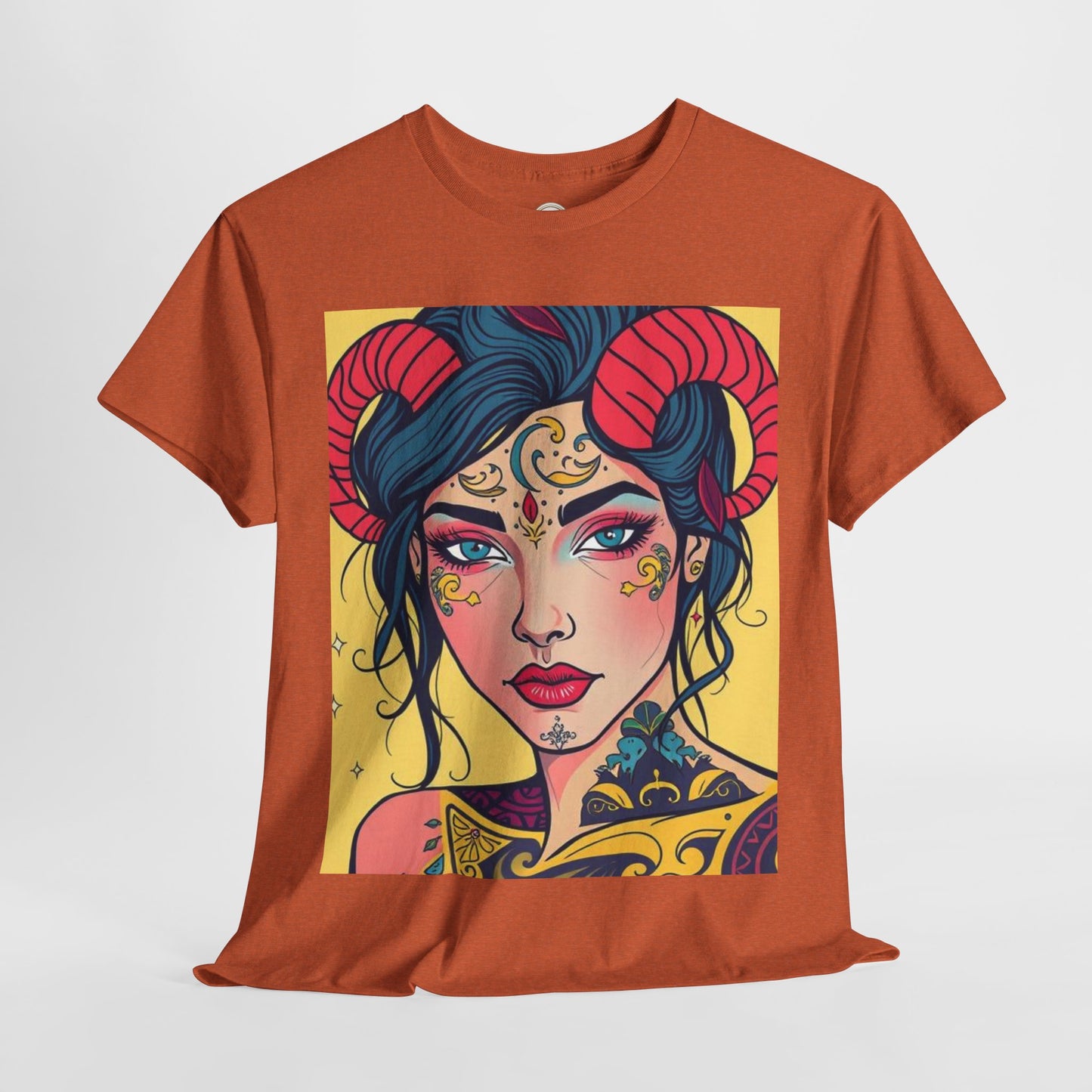 Unisex Heavy Cotton T-Shirt, Aries, Zodiac, Sexy Art