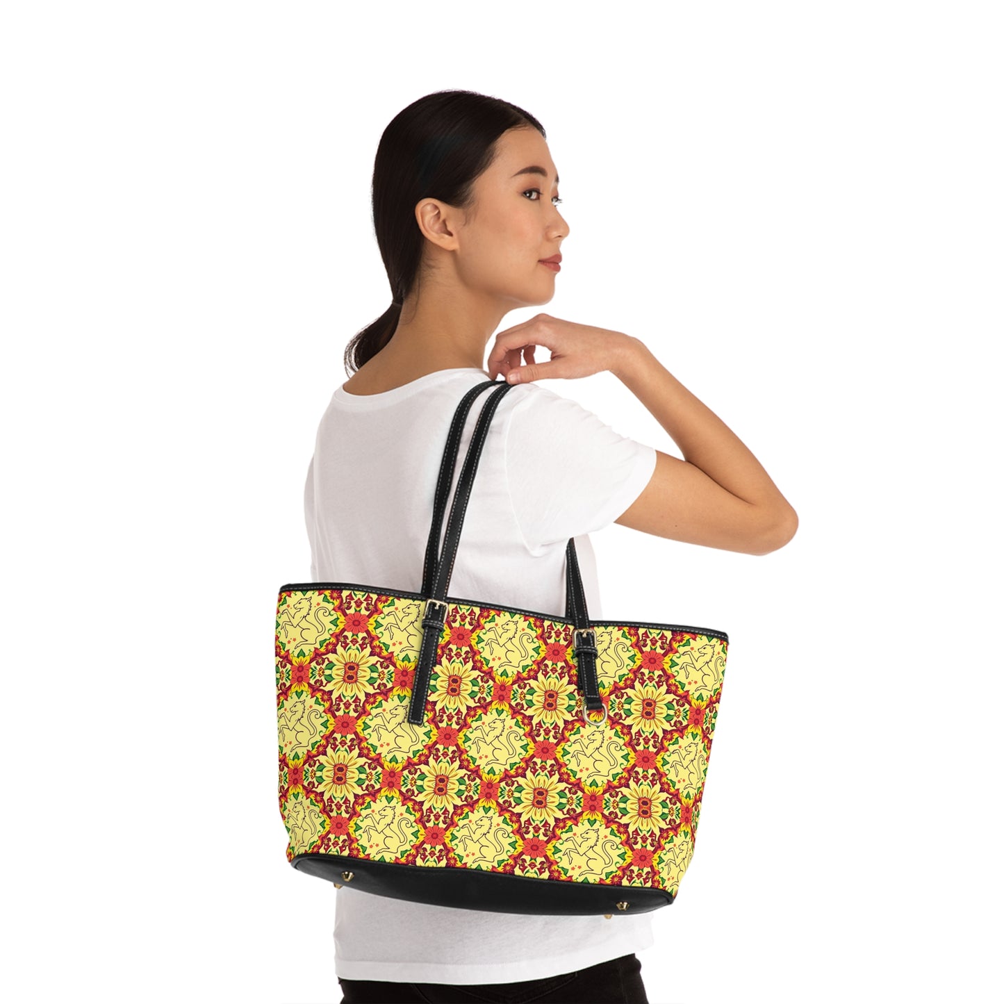 Leather Shoulder Bag, Virgo, Zodiac, Flower Pattern