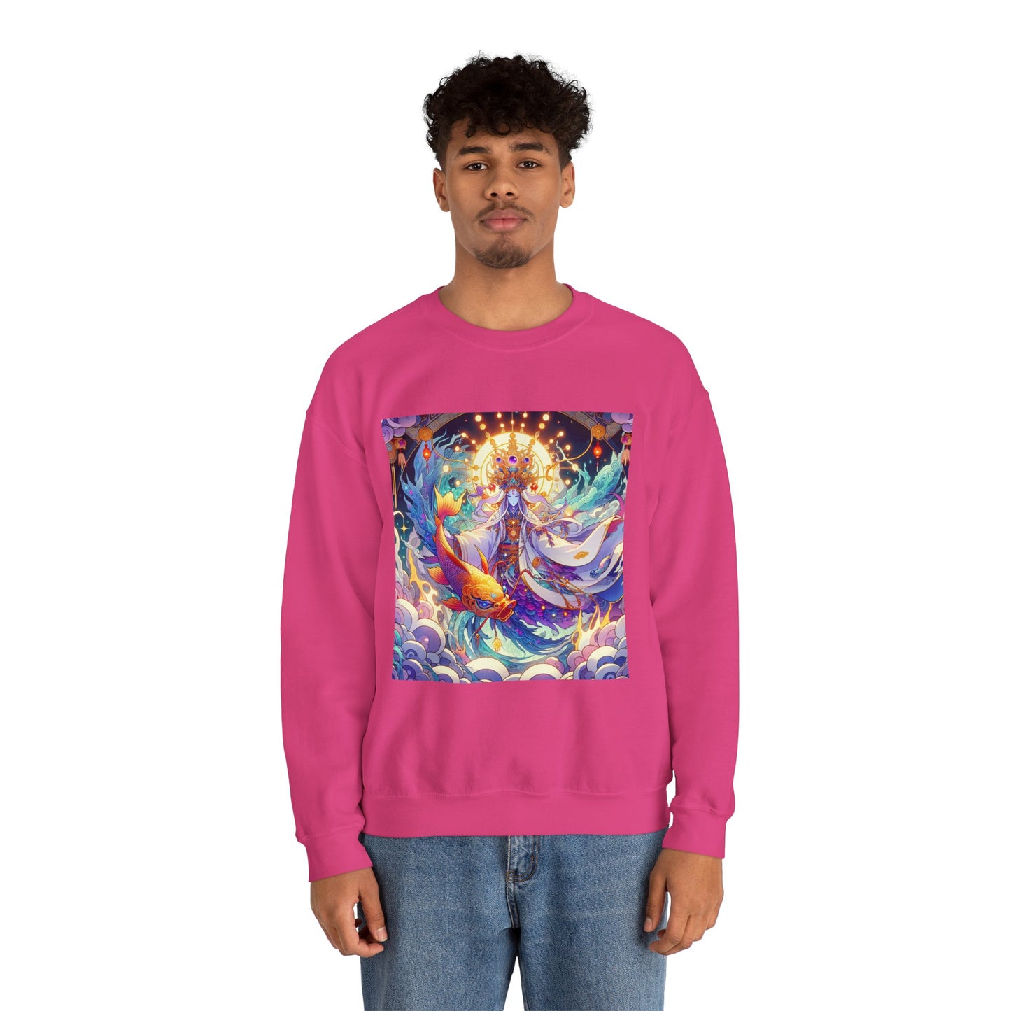 Unisex Heavy Blend™ Crewneck Sweatshirt, Anime Pisces King, Zodiac Design