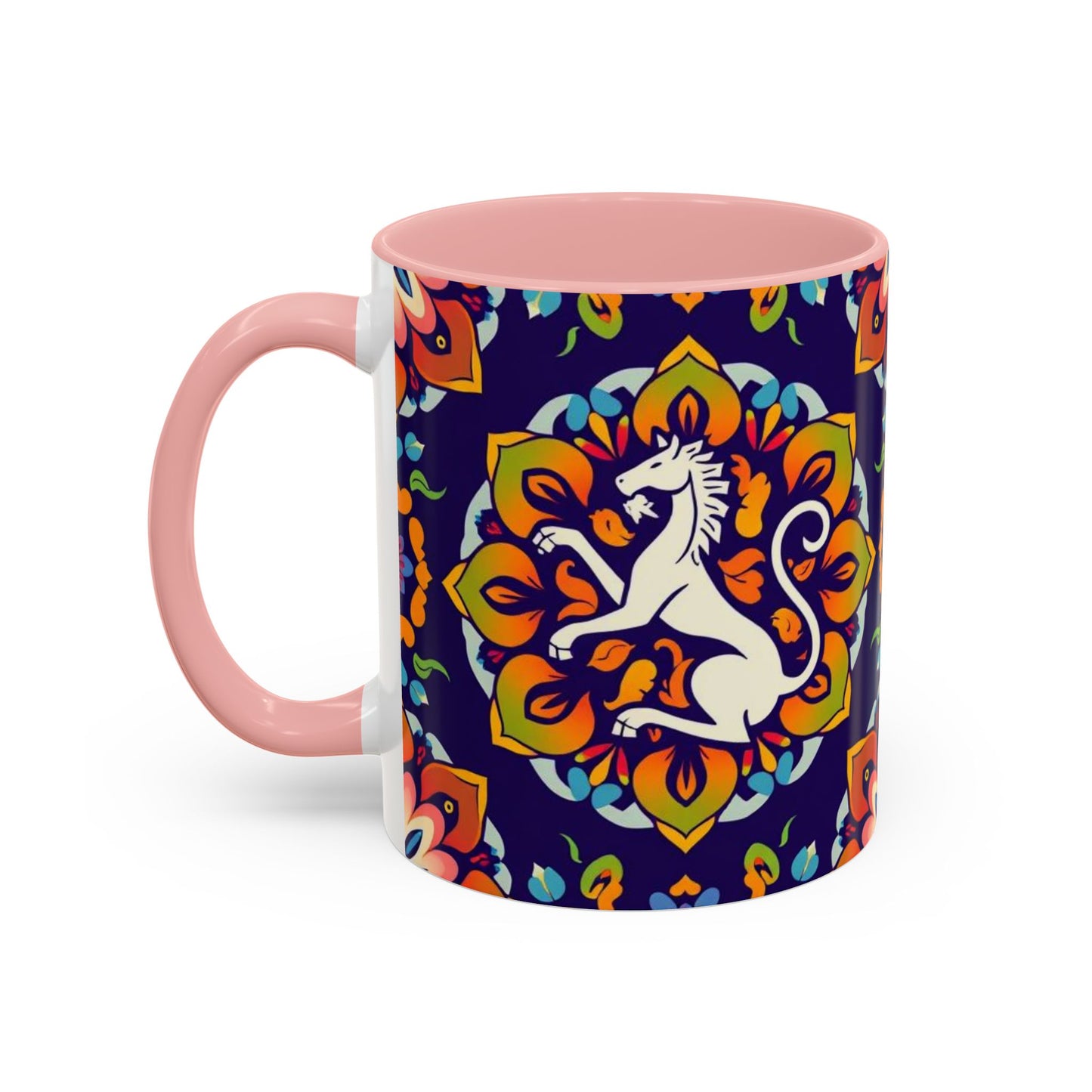 Accent Coffee Mug, Virgo, Zodiac v4. Flower Pattern, (11, 15oz)