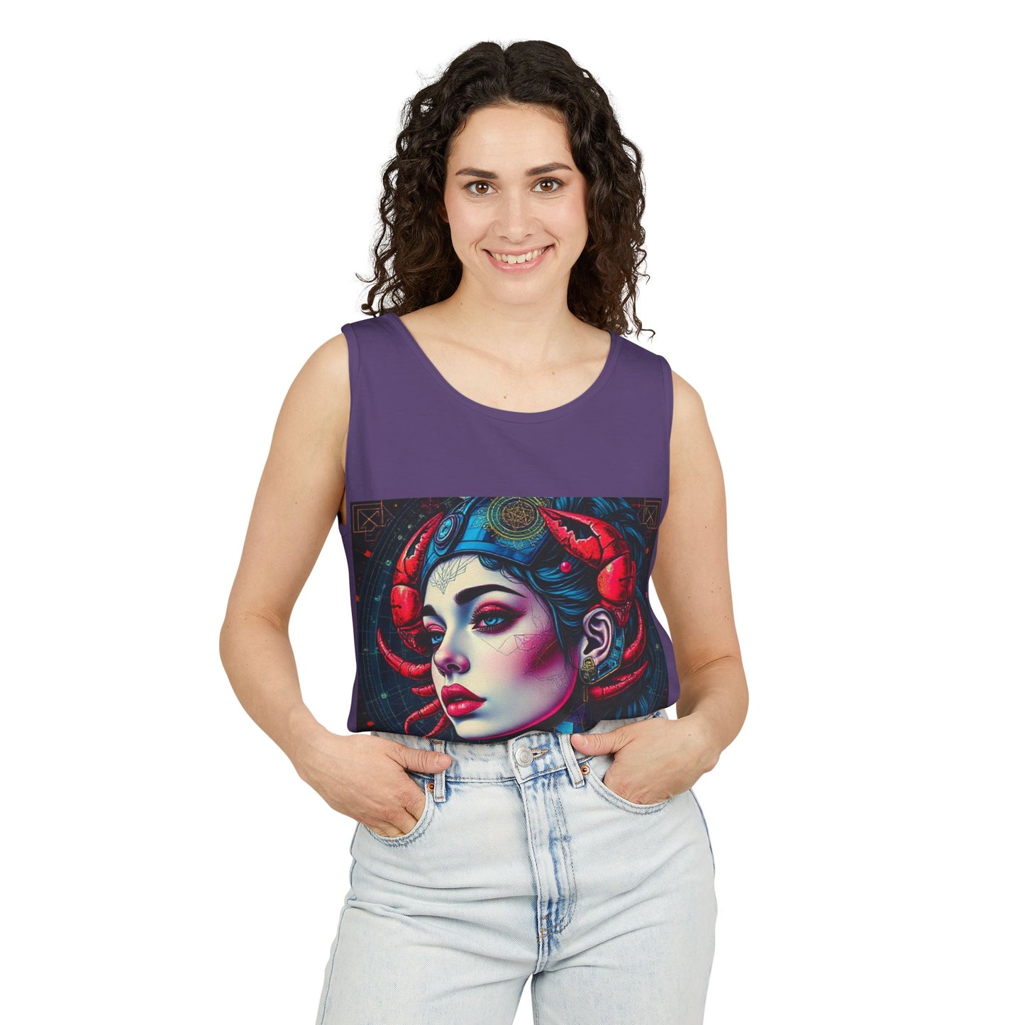 Unisex Garment-Dyed, Tank Top, Cancer, Pop Art v1, 100% US cotton