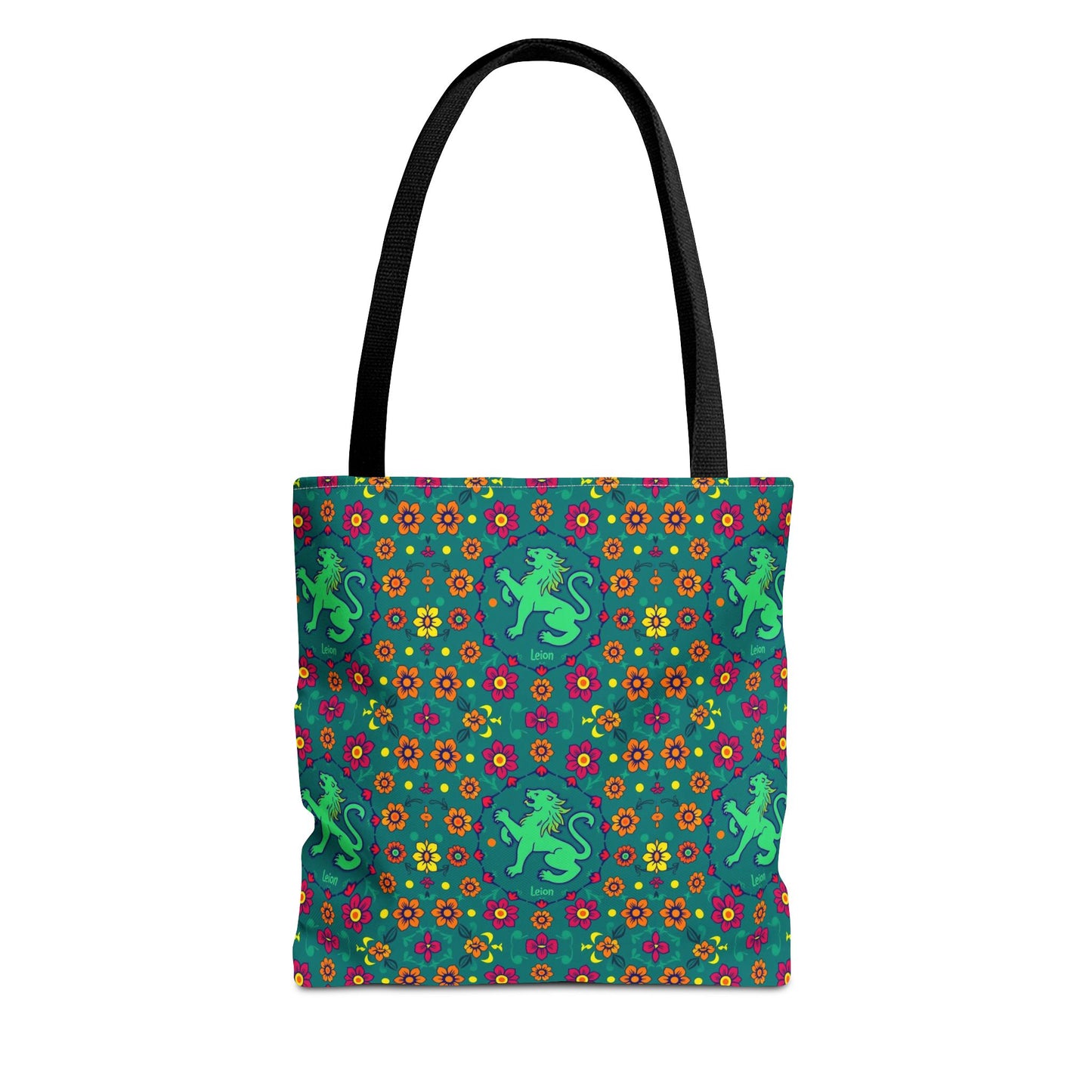 Tote Bag (AOP), Leo, Zodiac v1, Flower Pattern
