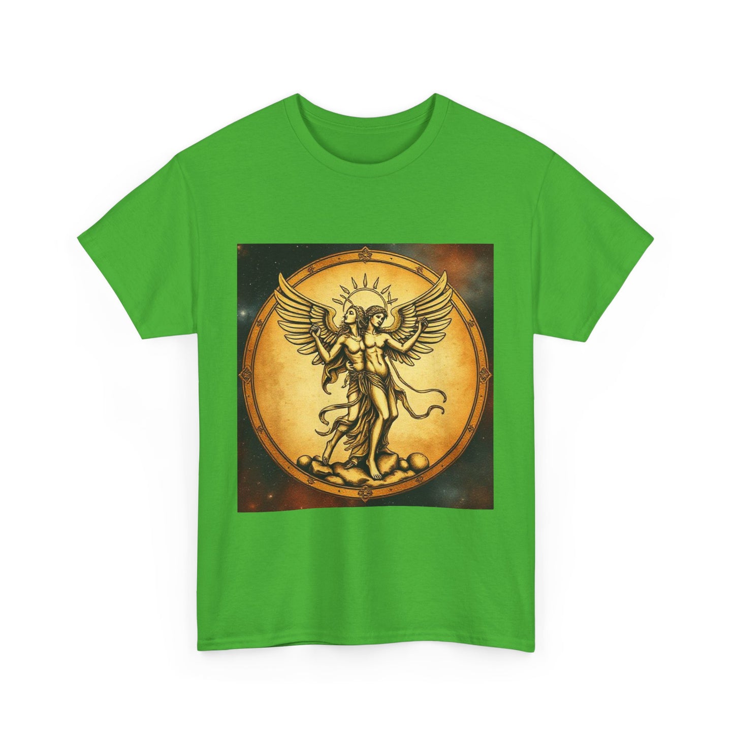 Unisex Heavy Cotton T-Shirt, Angel Twin, Gemini Zodiac Design