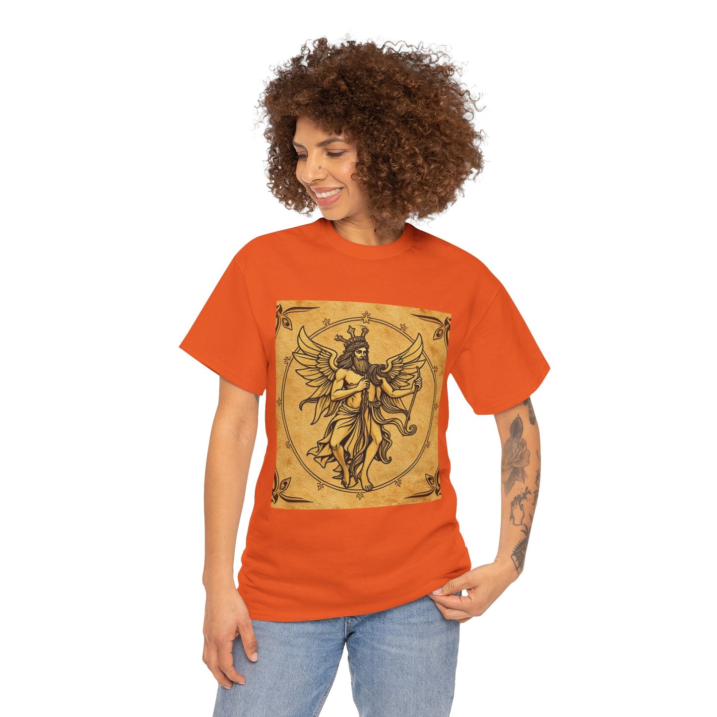 Unisex Heavy Cotton T-Shirt, Pencil Art v1, Gemini Zodiac Design