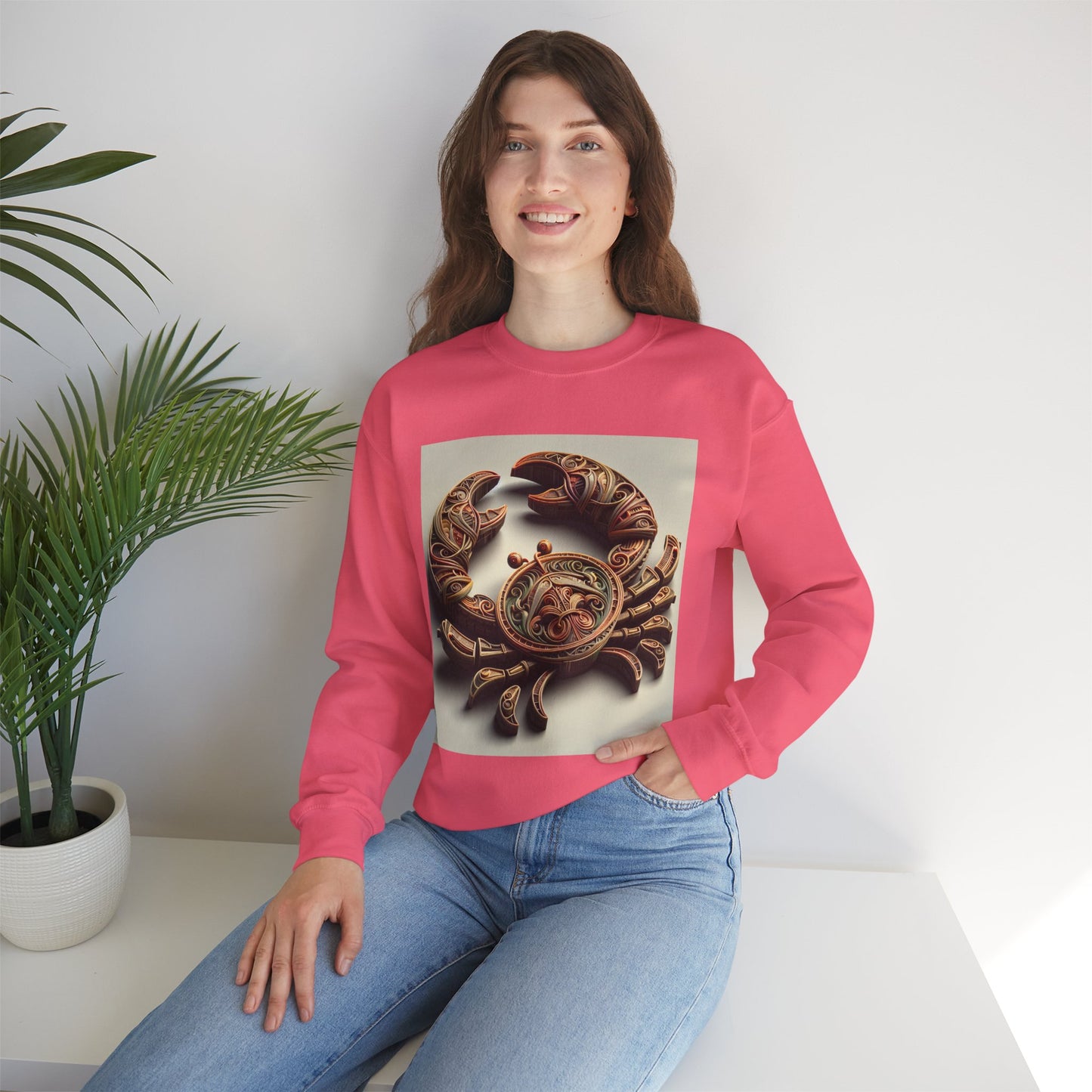 Unisex Heavy Blend™ Crewneck Sweatshirt, Crab Artifact, Cancer Zodiac Design