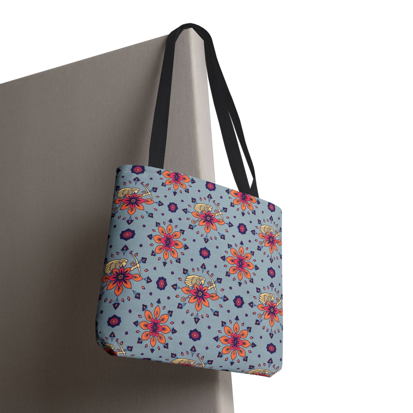 Tote Bag, (AOP), Sagittarius, Zodiac v1, Flower Pattern