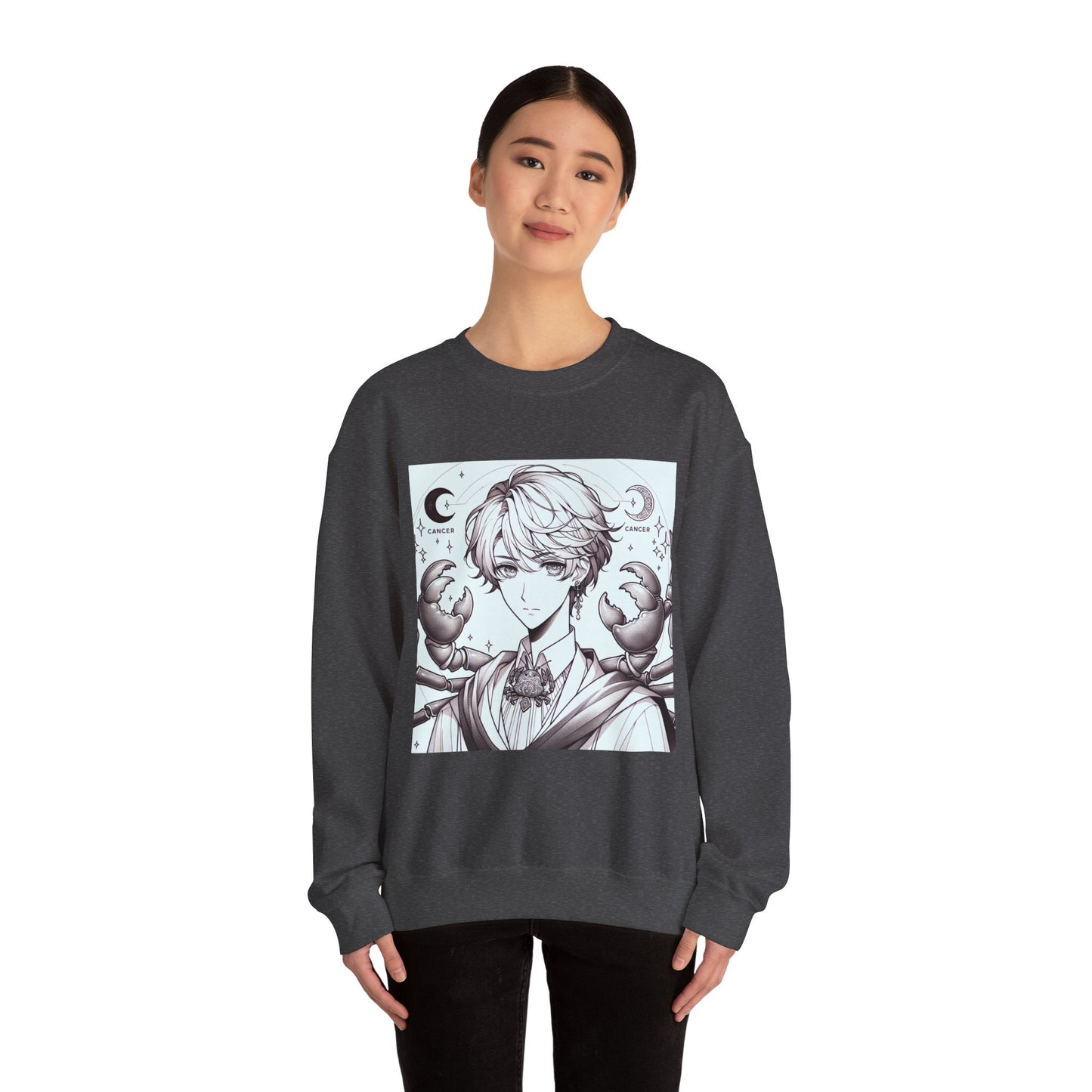 Unisex Heavy Blend™ Crewneck Sweatshirt,Two Moon, Cancer Zodiac Design