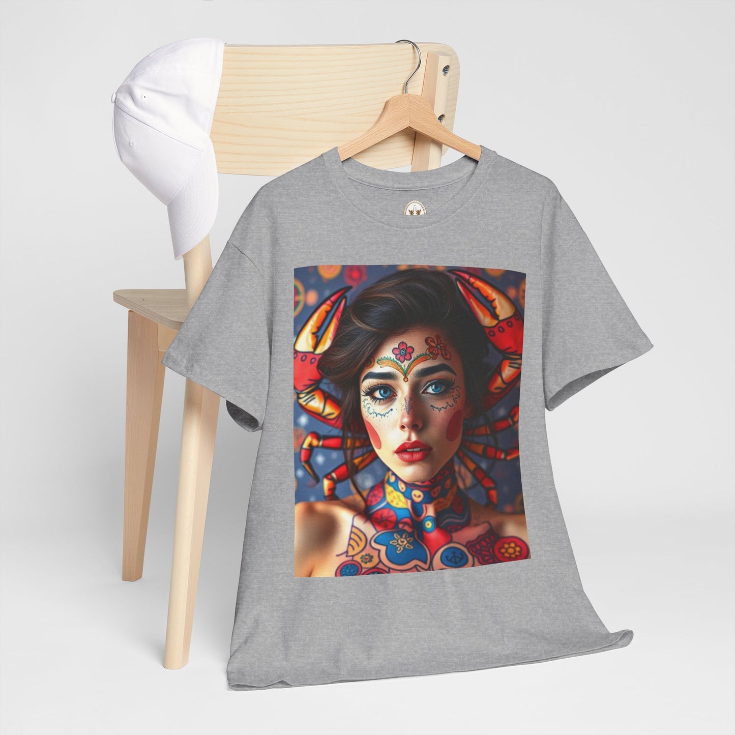 Unisex Heavy Cotton T-Shirt, Cancer, Zodiac v1, Sexy Art