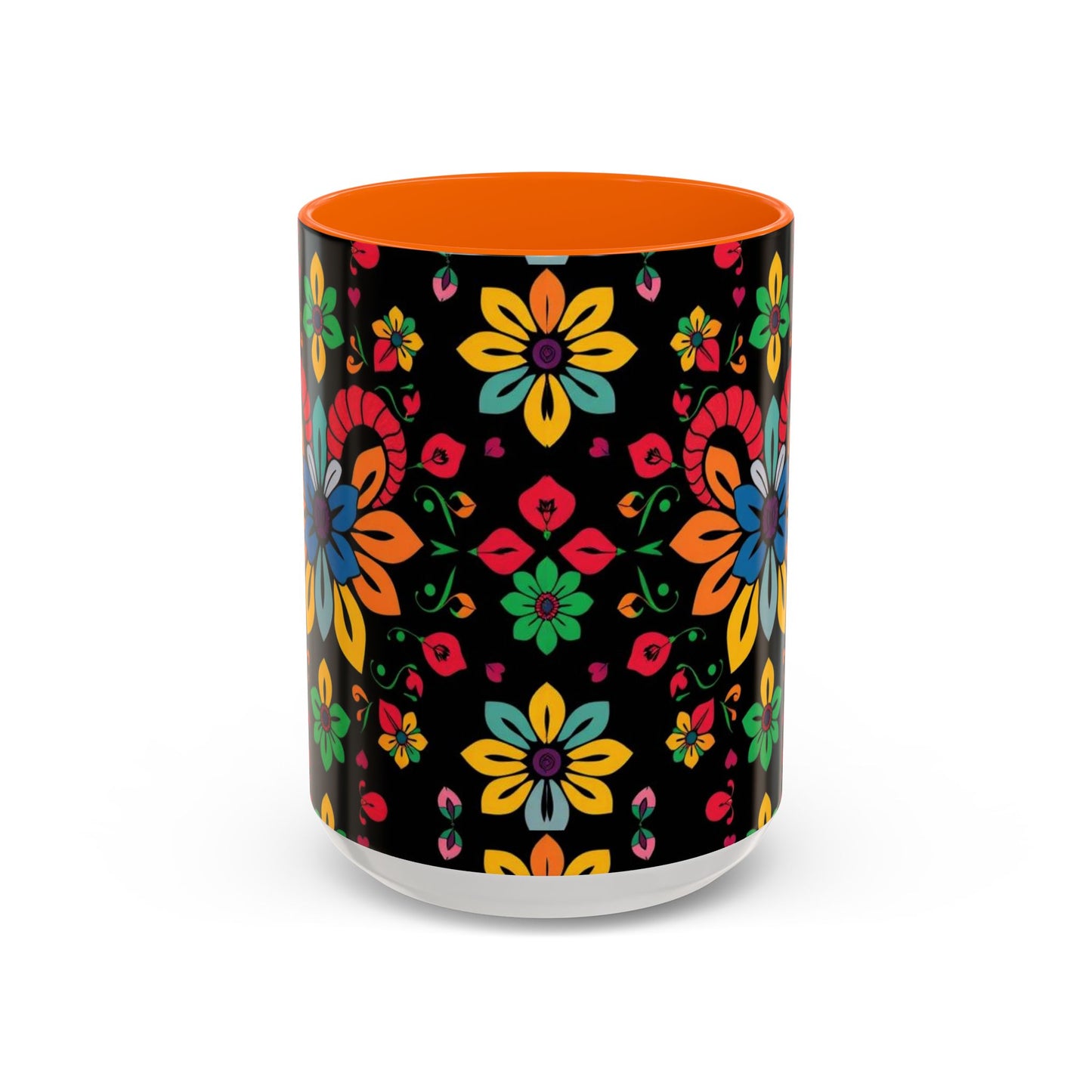 Accent Coffee Mug, Aries, Zodiac v3, Flower Pattern, (11, 15oz)