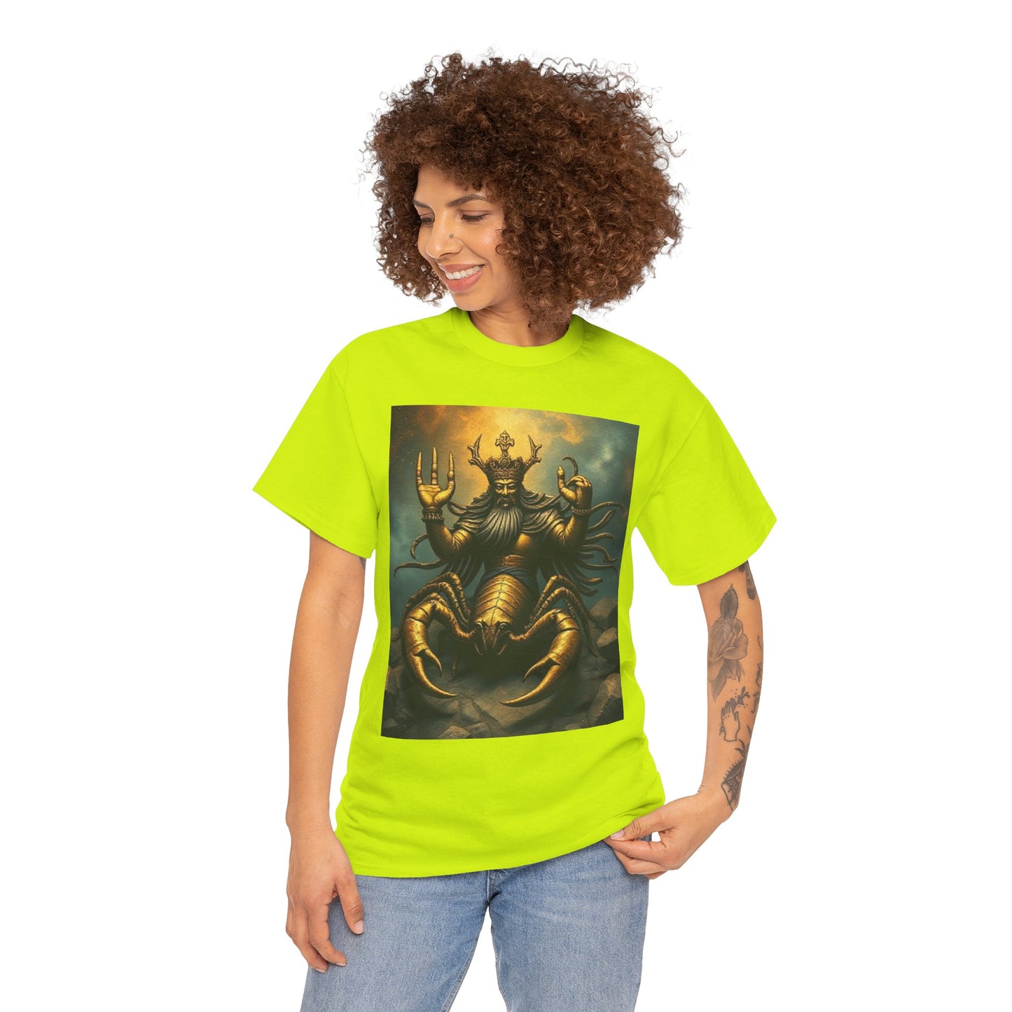 Unisex Heavy Cotton T-Shirt, Desert Scorpio King v1, Zodiac Design