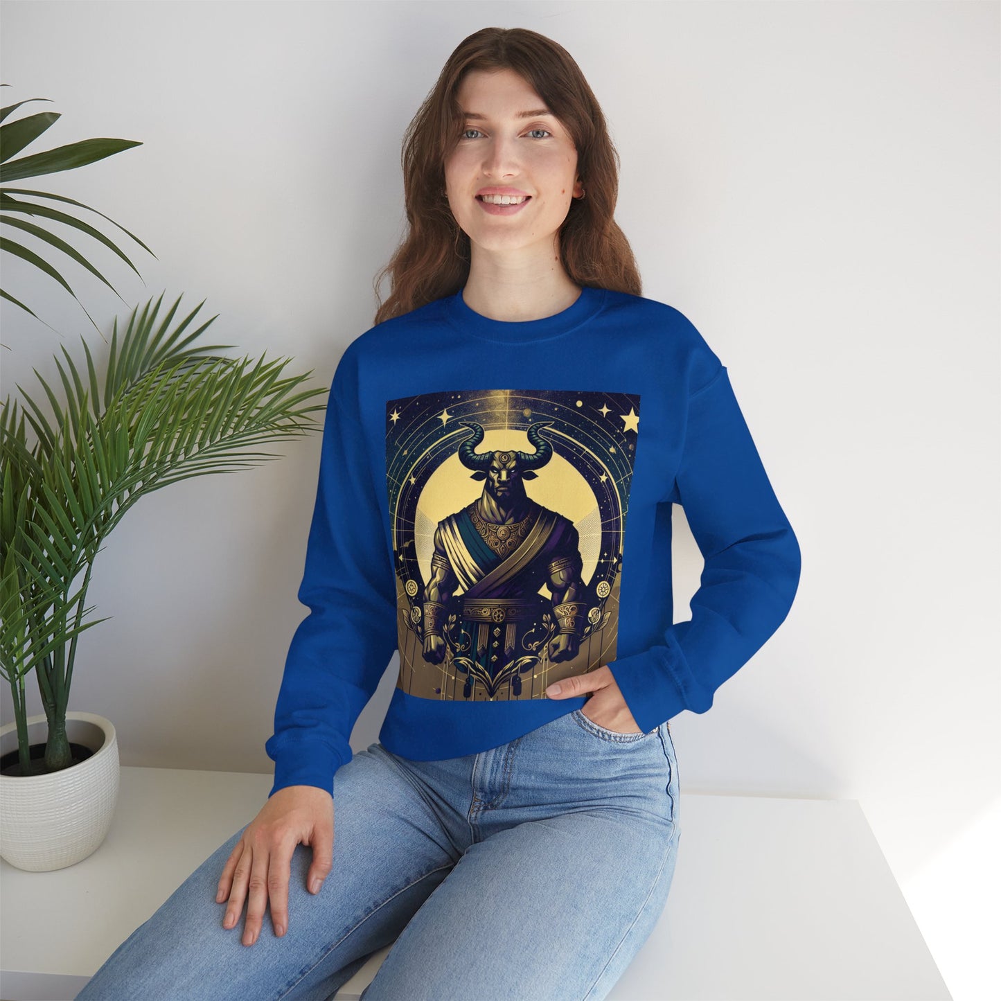 Unisex Heavy Blend™ Crewneck Sweatshirt, Minotaur, Taurus Zodiac Design