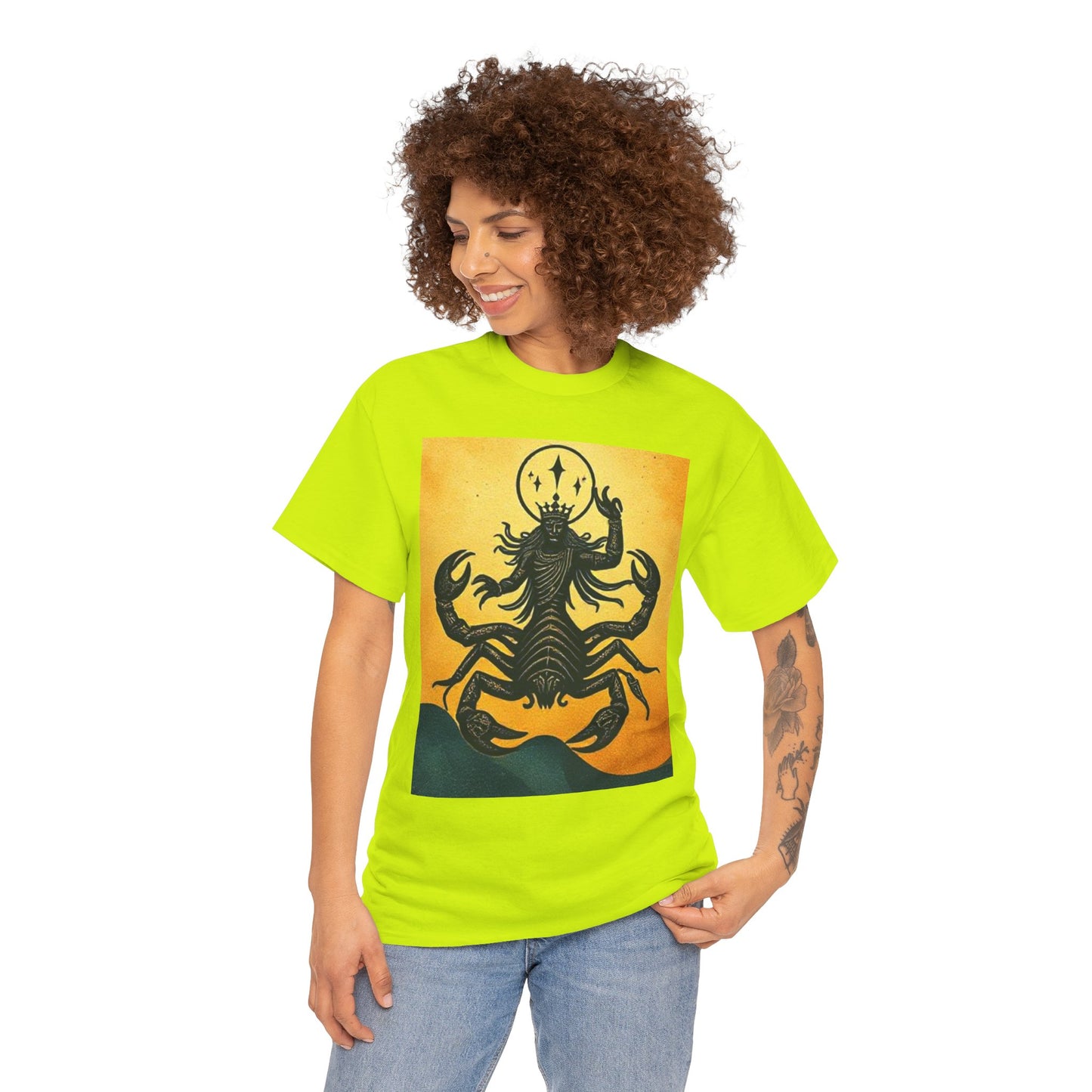 Unisex Heavy Cotton T-Shirt, Scorpion King, Print Art, Scorpio Zodiac Design