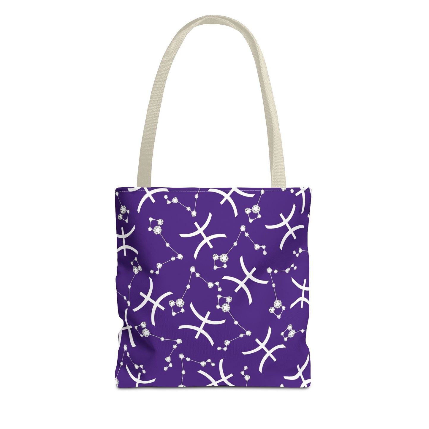 Tote Bag, Pisces Zodiac Sign, AOP, (Purple, White)