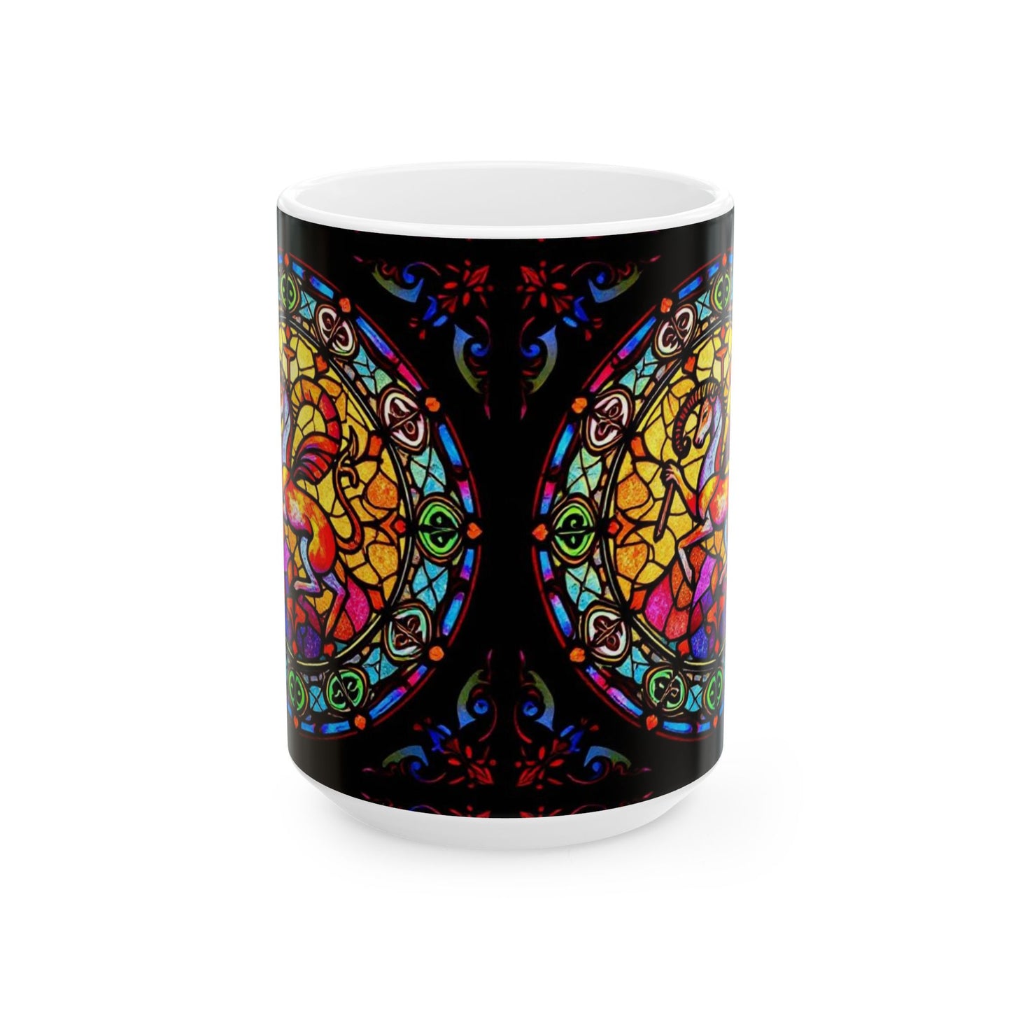 Ceramic Mug, (11oz, 15oz), Ceramic Coffee Mug, AOP, Glass Design, Aries Zodiac