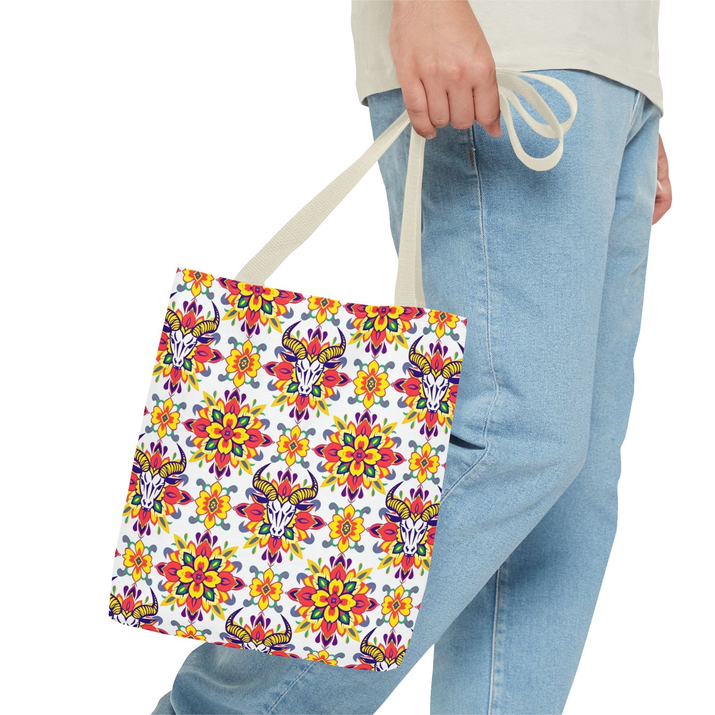 Tote Bag (AOP), Taurus, Zodiac, Flower Pattern
