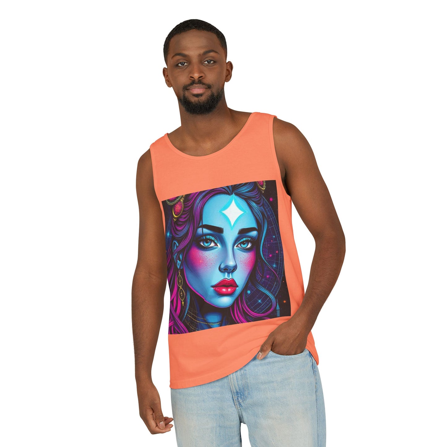 Unisex Garment-Dyed, Tank Top, Gemini, Pop Art, 100% US cotton