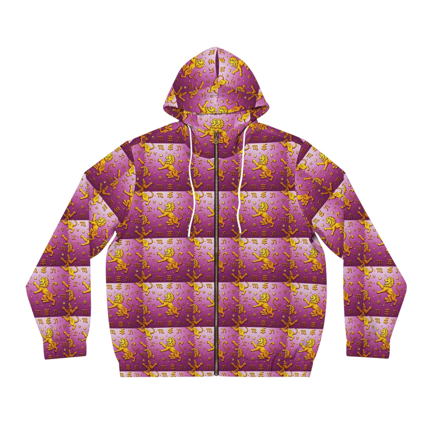Full-Zip Hoodie (AOP), Leo, Zodiac v1, Pattern