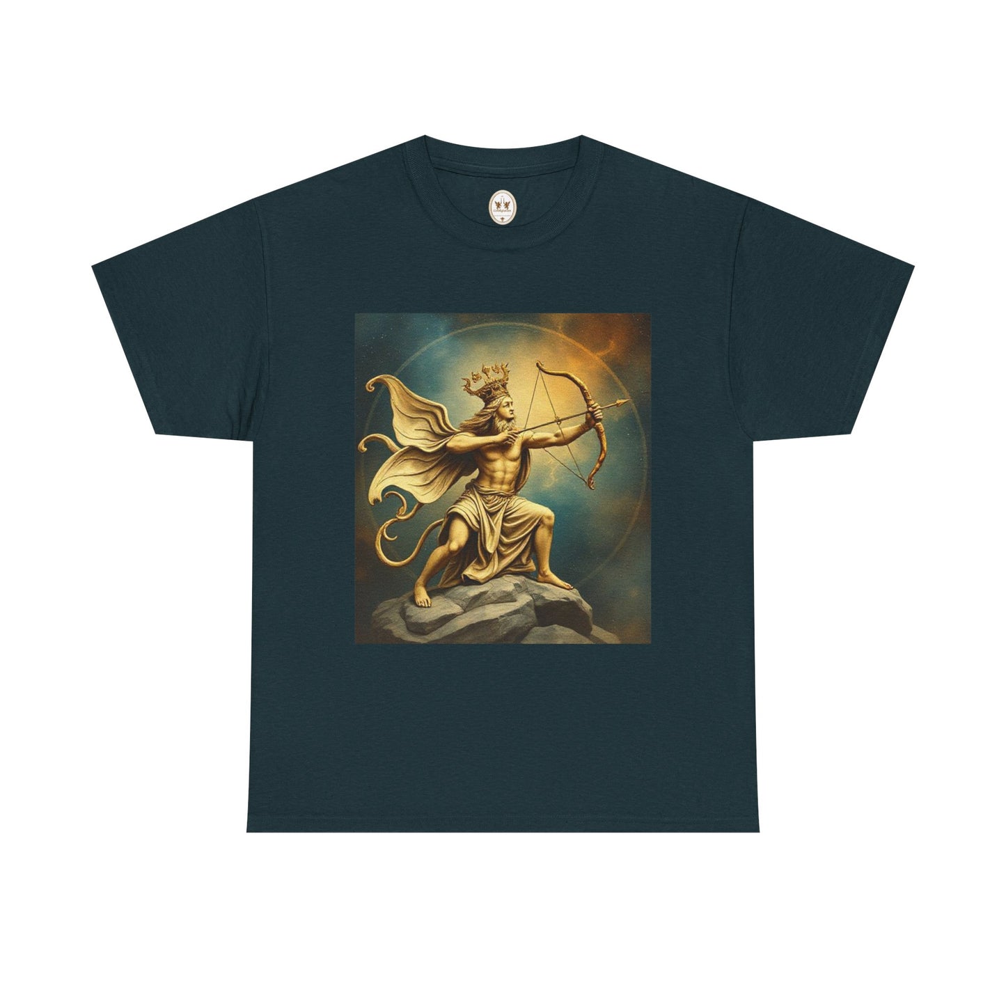 Unisex Heavy Cotton T-Shirt, Sagittarius King, Bow & Arrow v1, Zodiac Design