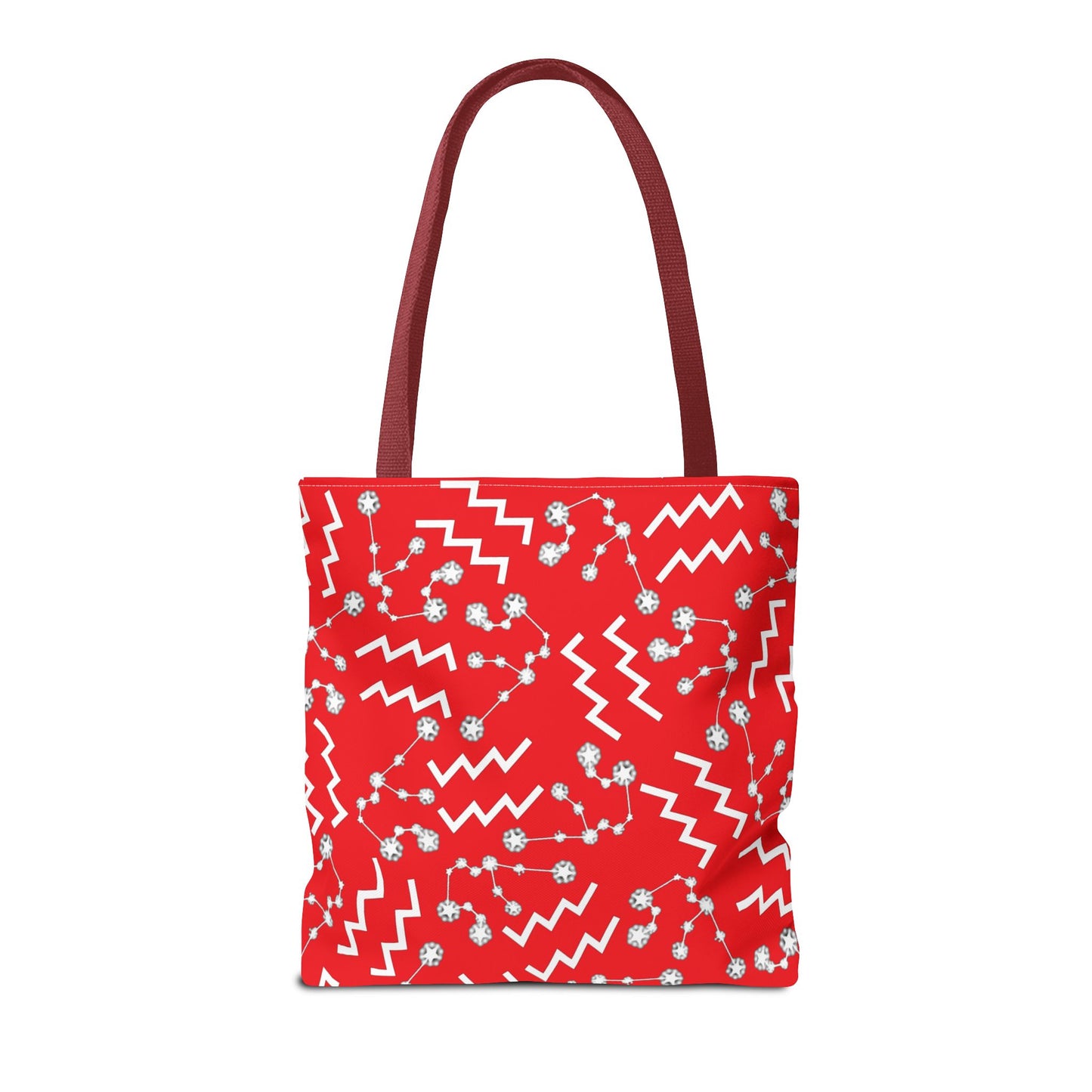 Tote Bag, Aquarius Zodiac Sign, AOP, (Red, White)