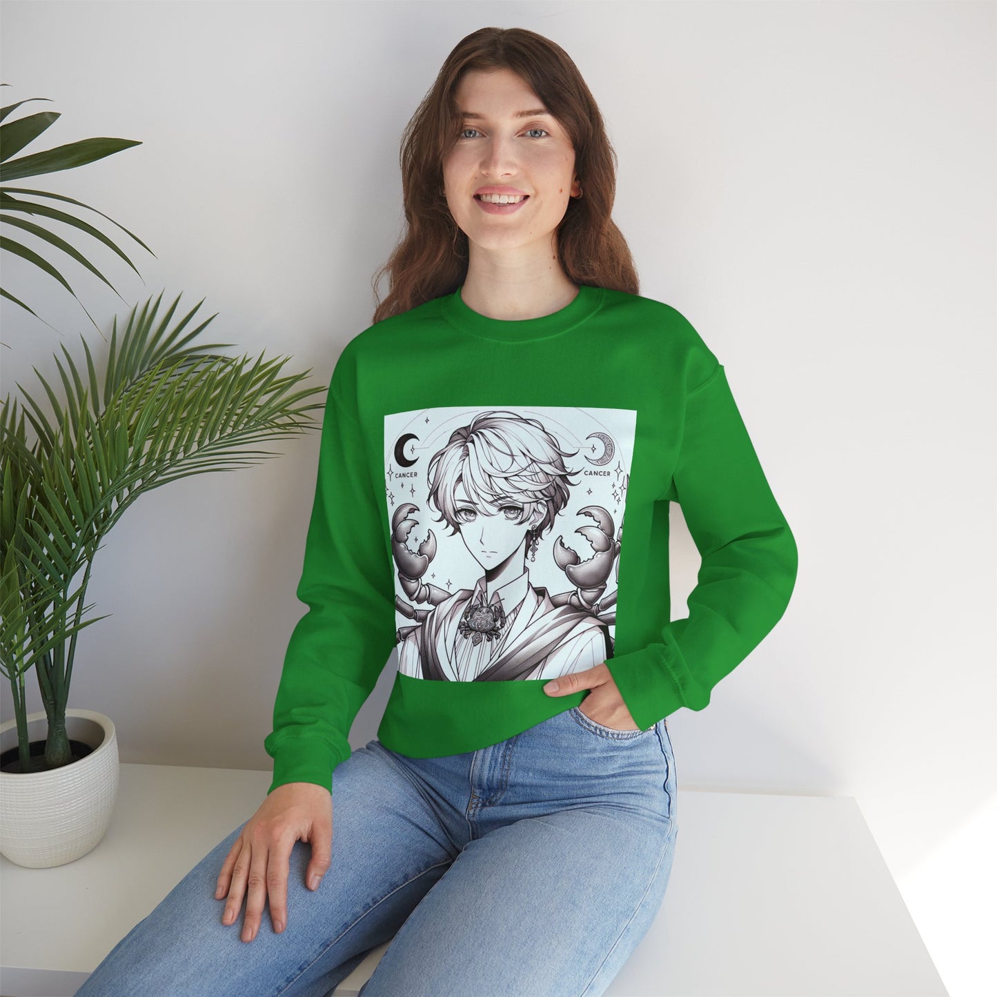 Unisex Heavy Blend™ Crewneck Sweatshirt,Two Moon, Cancer Zodiac Design