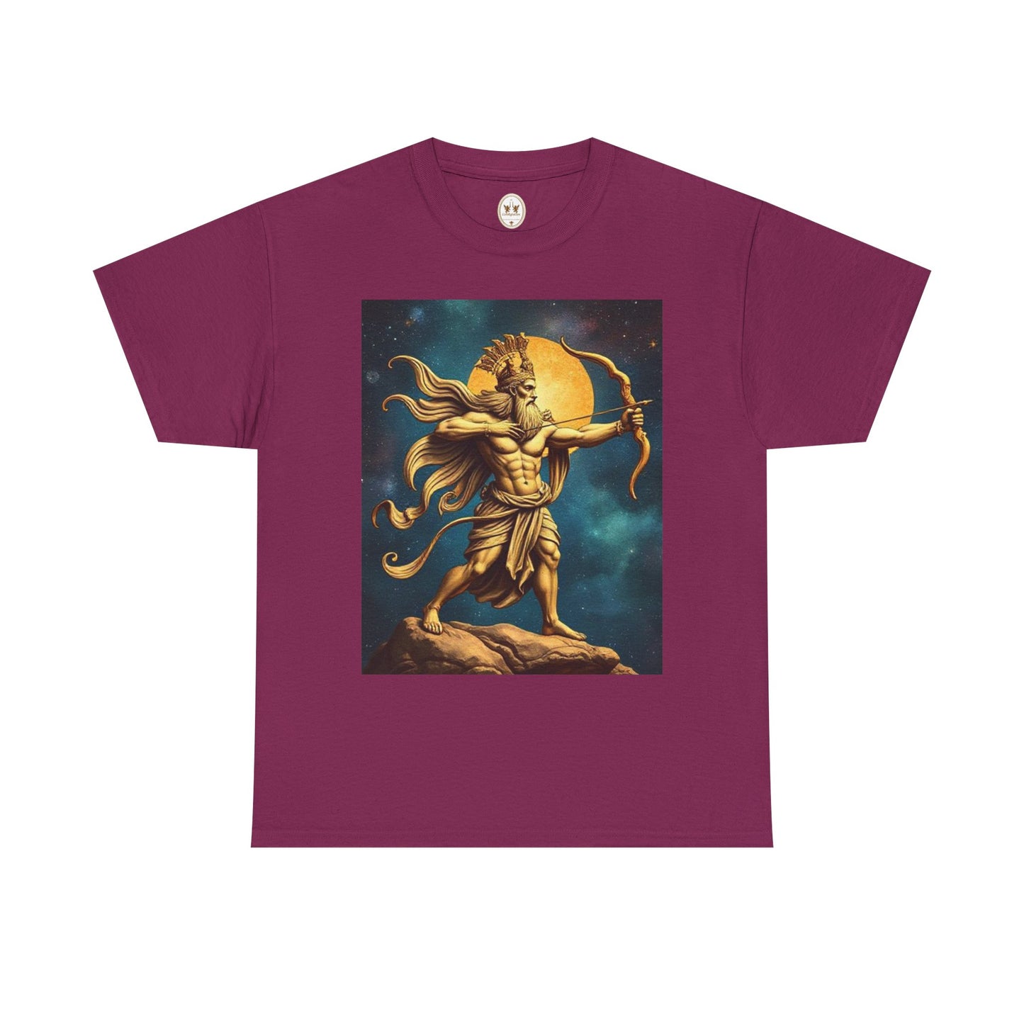 Unisex Heavy Cotton T-Shirt, Midnight Arrow v1, Sagittarius Zodiac Design
