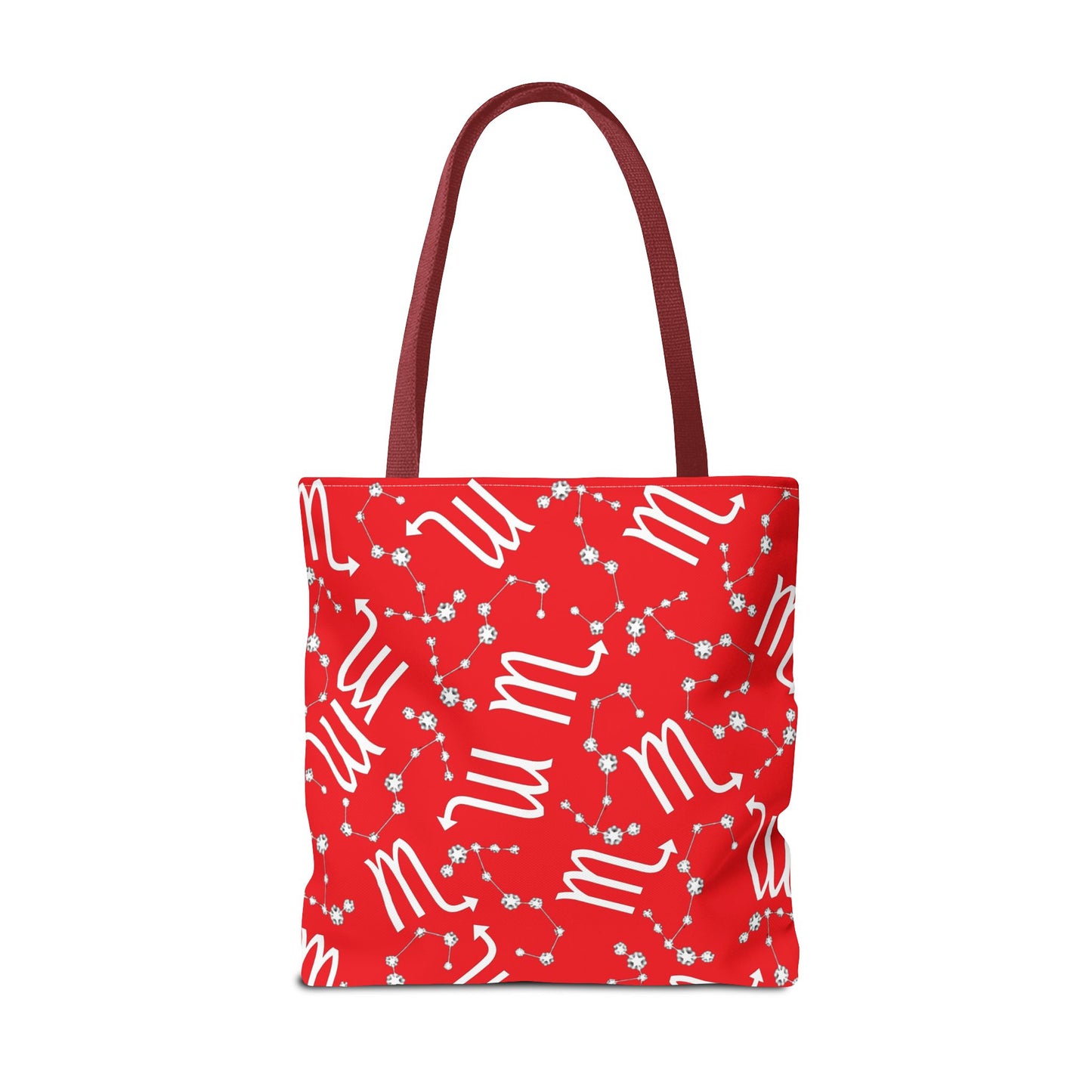 Tote Bag, Scorpio Zodiac Sign, AOP, (Red, White)