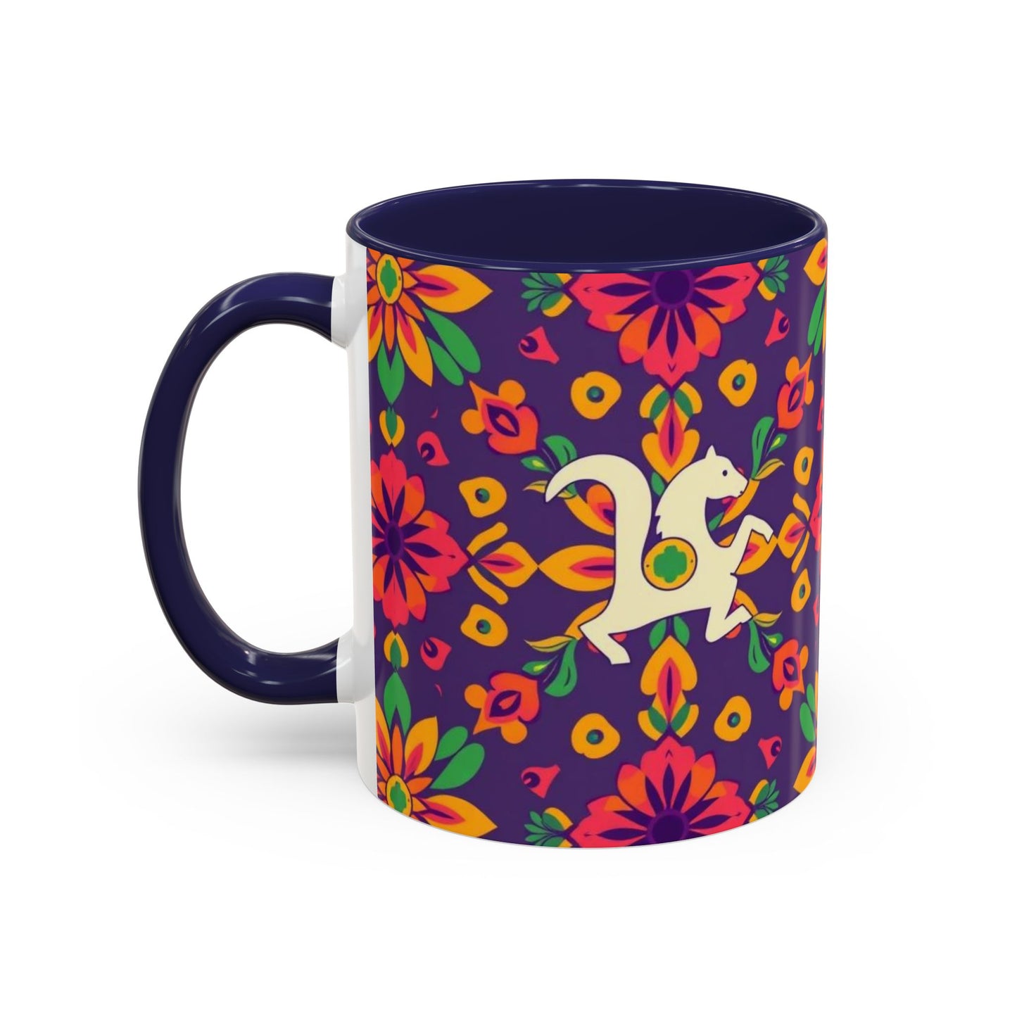 Accent Coffee Mug, Aquarius, Zodiac v2, Flower Pattern, (11, 15oz)