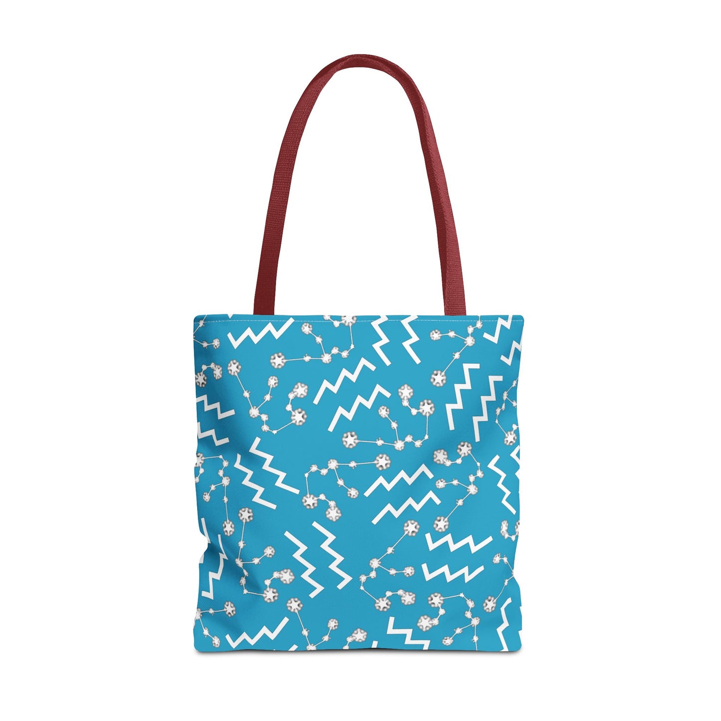 Tote Bag, Aquarius Zodiac Sign, AOP, (Turquoise, White)