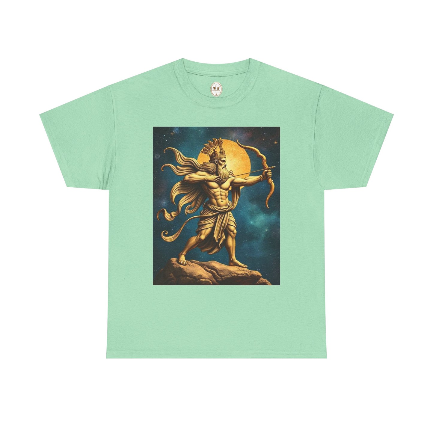Unisex Heavy Cotton T-Shirt, Midnight Arrow, Sagittarius Zodiac Design