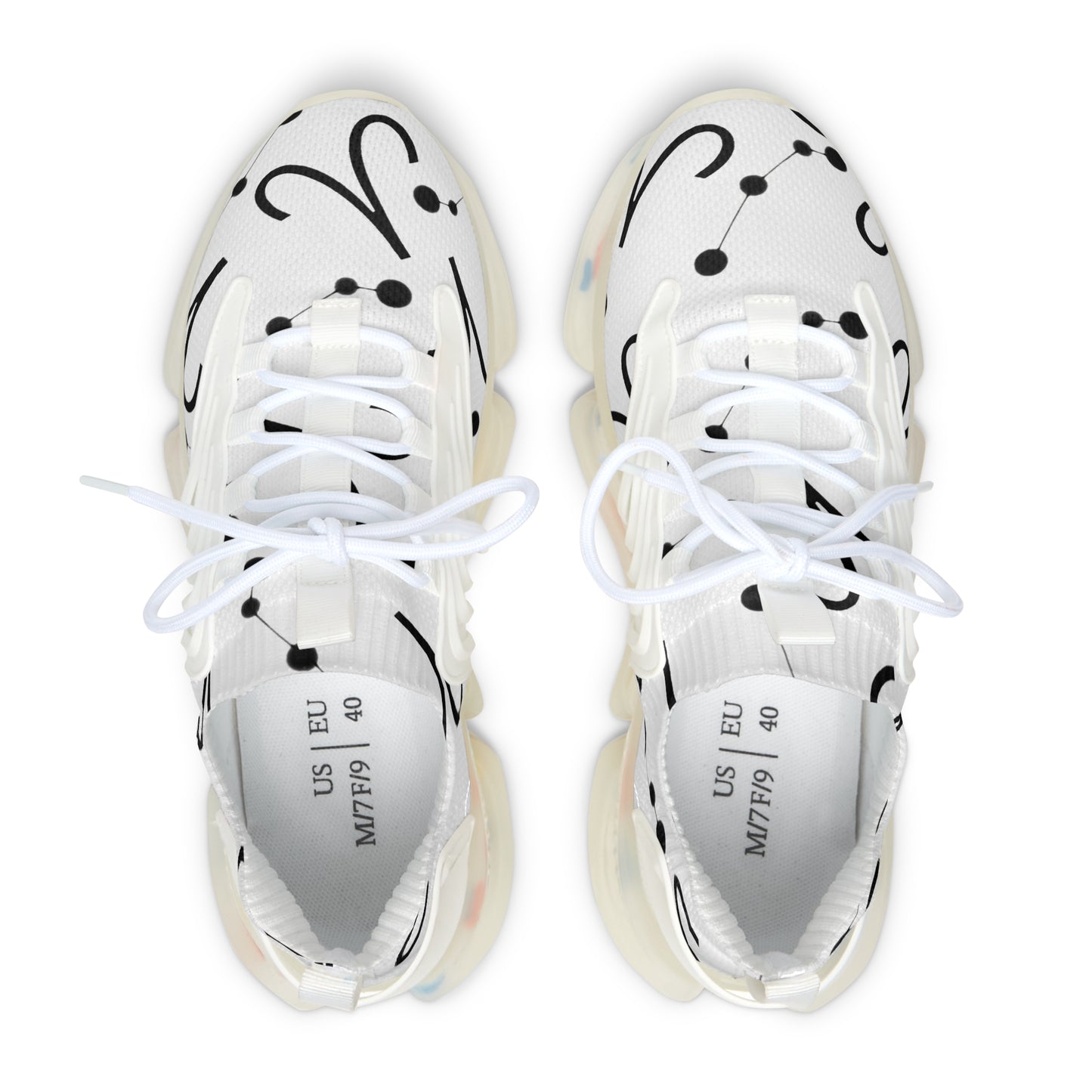 Women's Mesh Sneakers, Constellation & Symbol, Aries Zodiac Sign, AOP