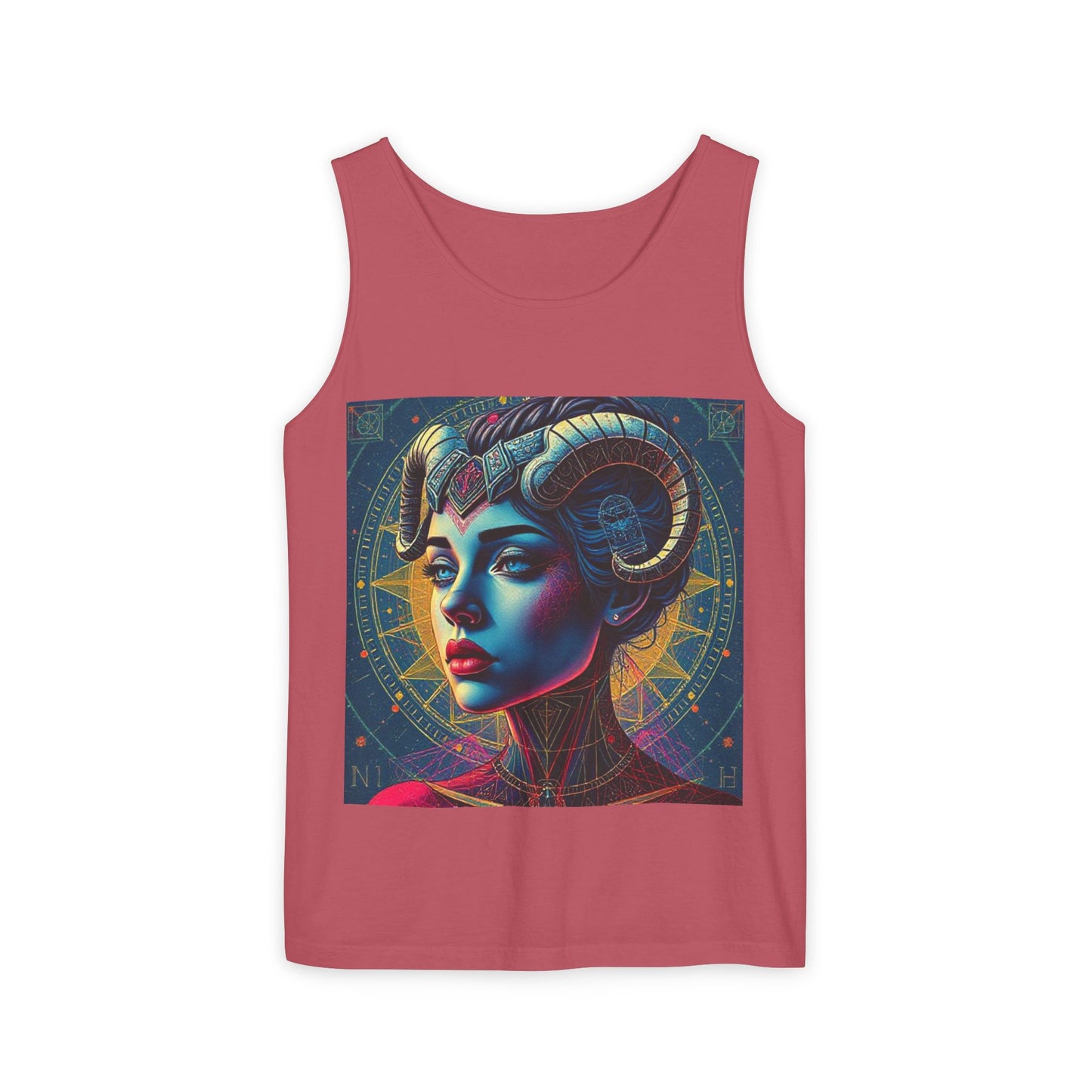 Unisex Garment-Dyed, Tank Top, Aries Design, Pop Art v1, 100% Ringspun US cotton