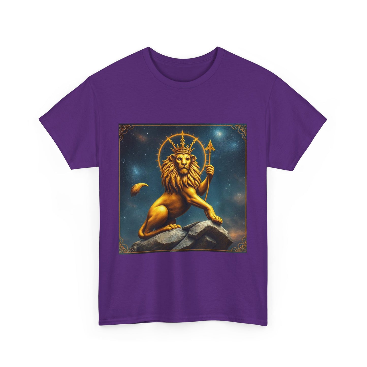 Unisex Heavy Cotton T-Shirt, King of Lions, Leo Zodiac Design
