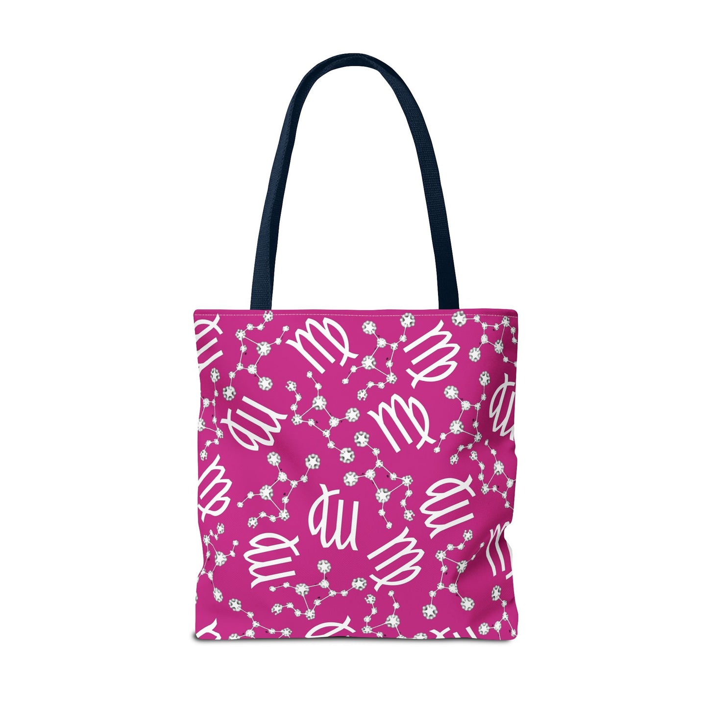 Tote Bag, Virgo Zodiac Sign, AOP, (Pink, White)