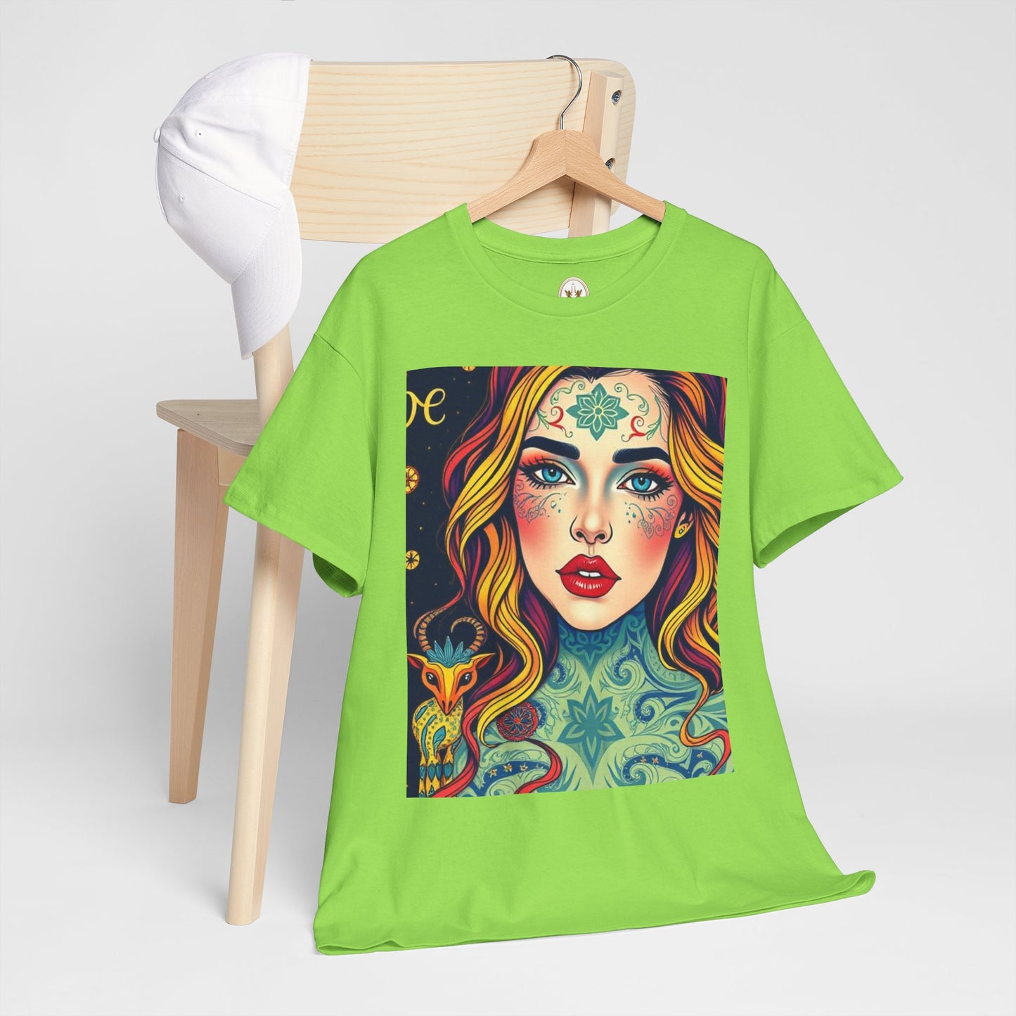 Unisex Heavy Cotton T-Shirt, Aquarius, Zodiac v2, Sexy Art
