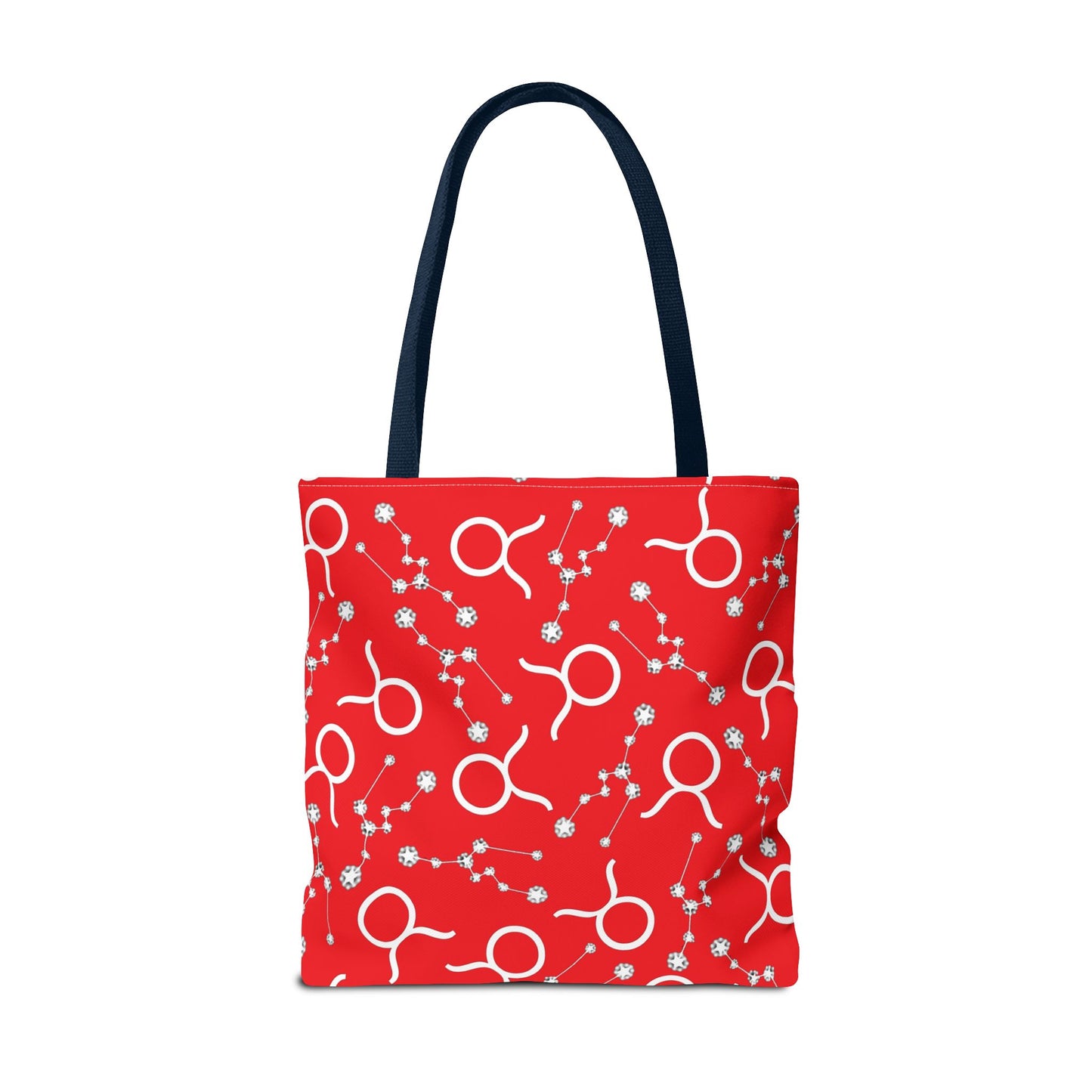 Tote Bag, Taurus Zodiac Sign, AOP, (Red, White)