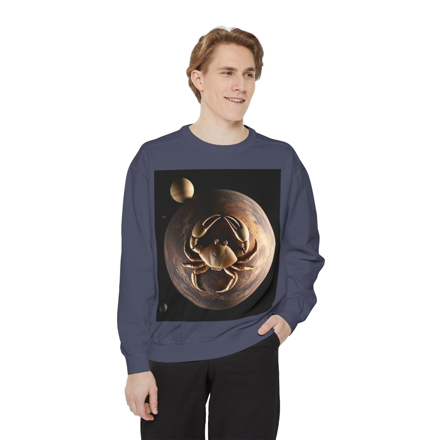 Garment-Dyed Sweatshirt, Unisex, Space Animal Design v1, Cancer