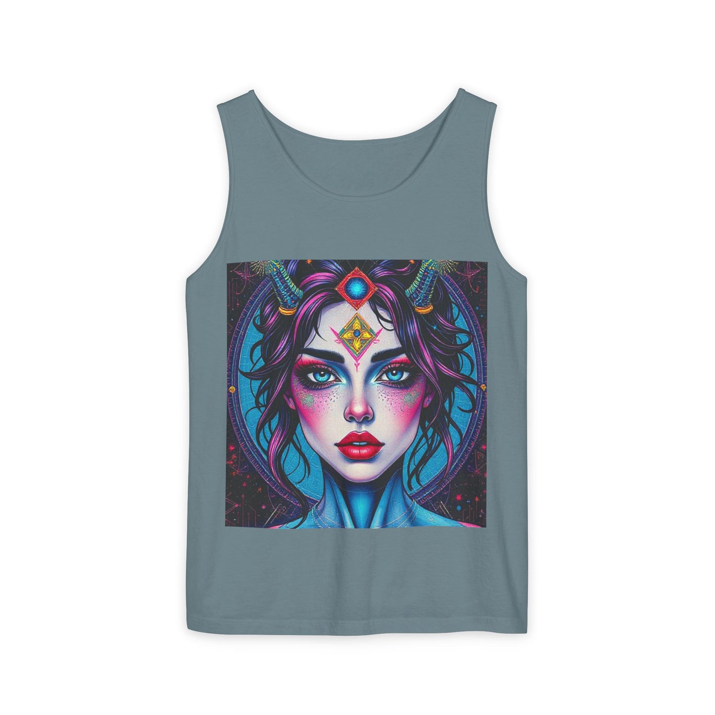 Unisex Garment-Dyed, Tank Top, Aquarius Design, Pop Art, 100% Ringspun US cotton